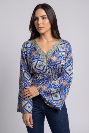 Blusa Boho Azuly Dorado - Seleno Shop