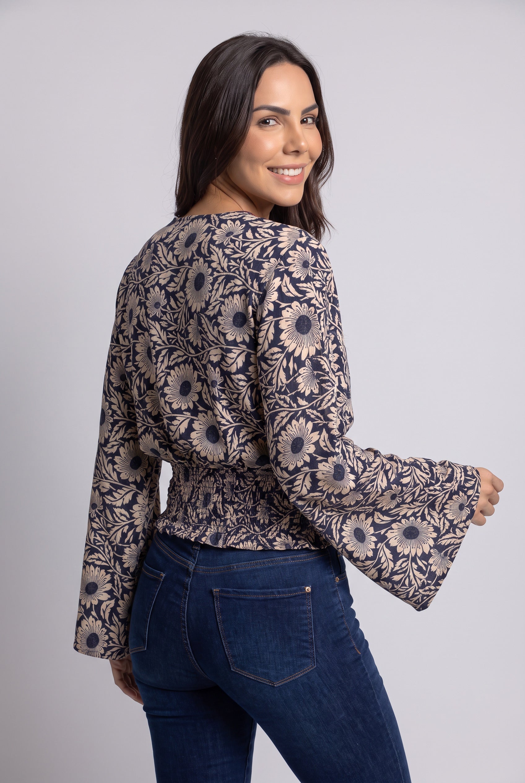 Blusa Boho Beige y Negro - Seleno Shop
