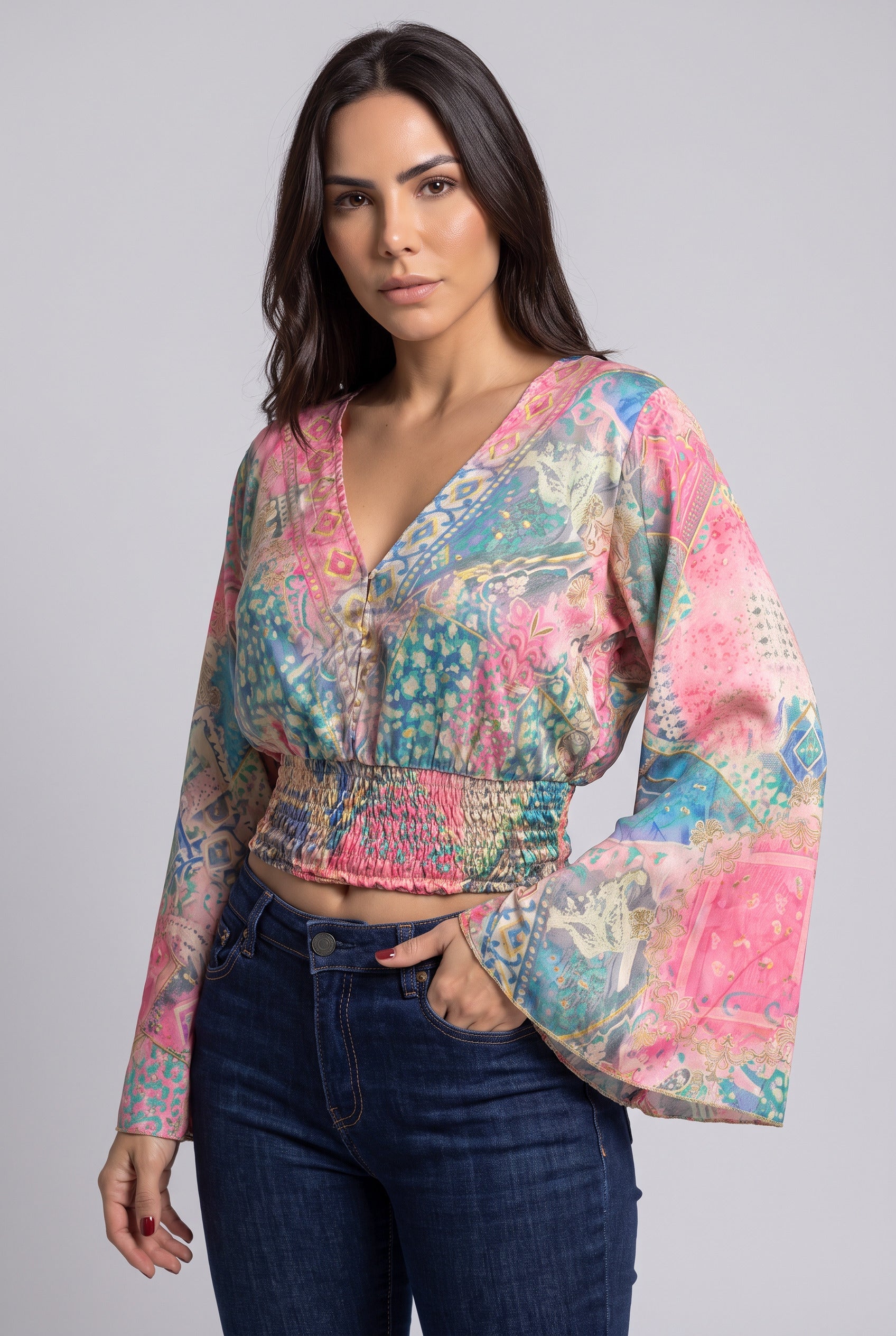 Blusa Boho Rosado y Verde - Seleno Shop