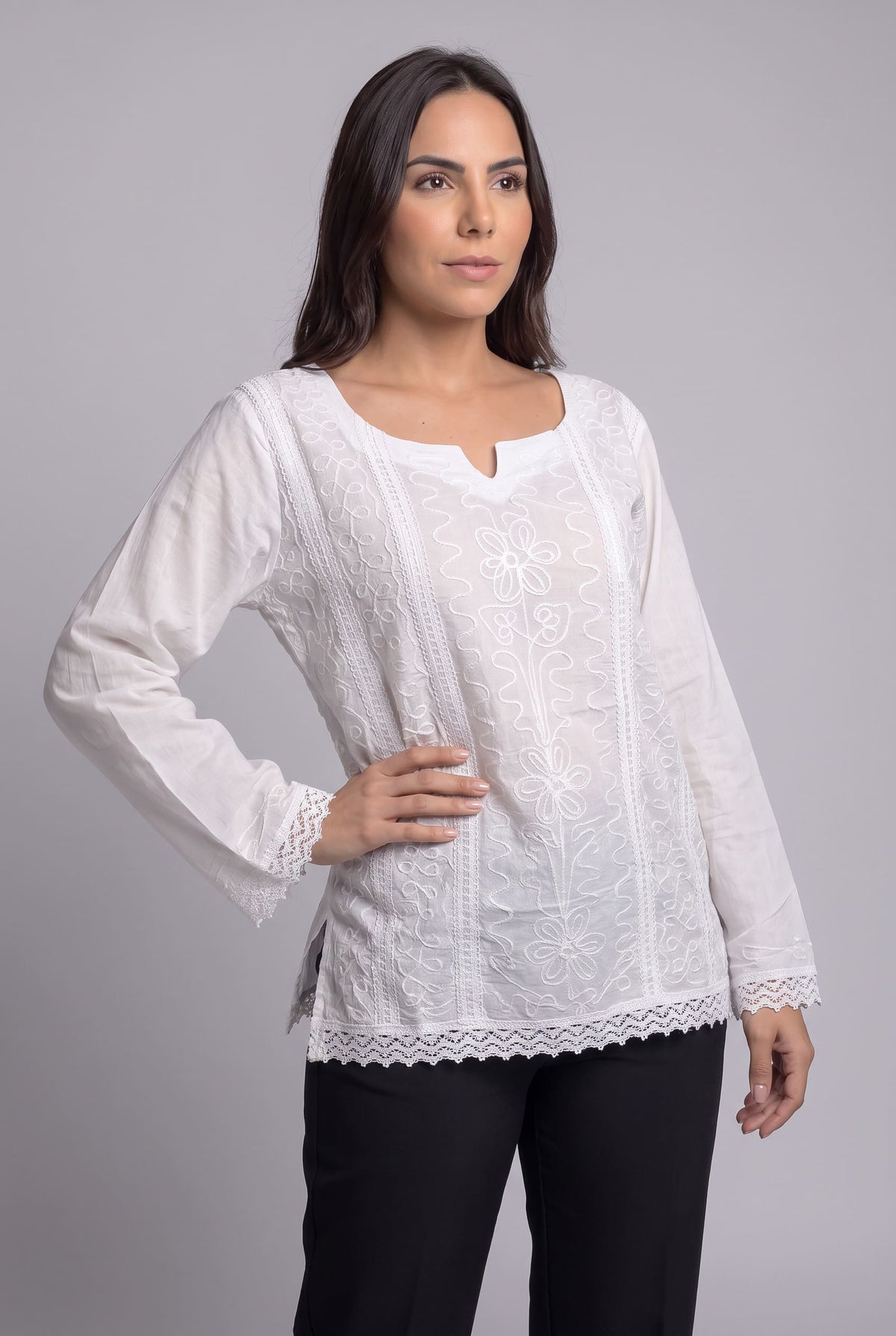 Bluson Blanco Flor Bordada - Seleno Shop