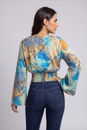 Blusón Boho Amarillo y Azul - Seleno Shop