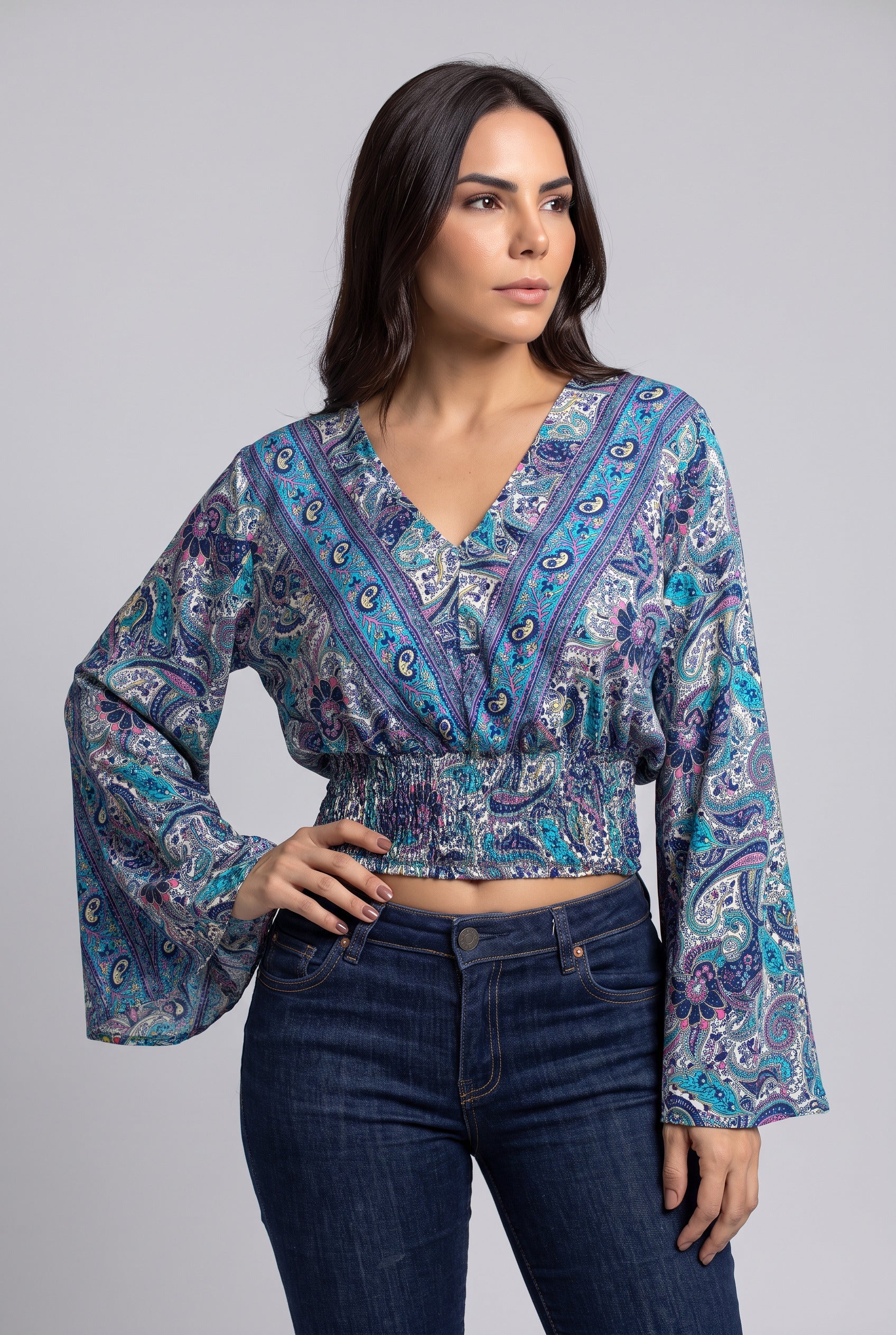 Blusón Boho Azul y Morado - Seleno Shop