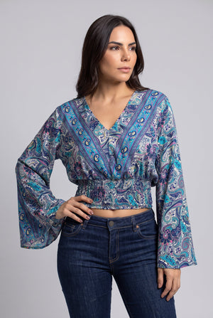 Blusón Boho Azul y Morado - Seleno Shop