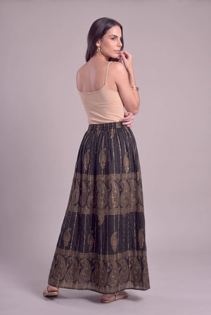 Falda Boho Negra Dorada - Seleno Shop