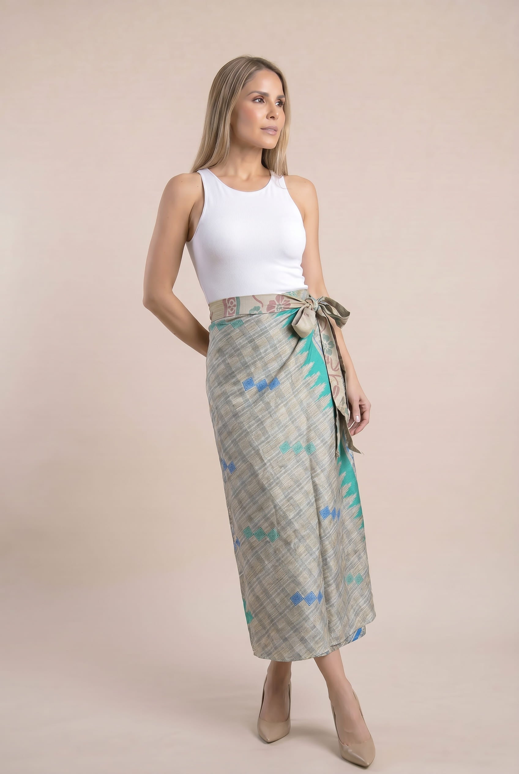 Falda Envolvente Doble Faz en Seda - Seleno Shop