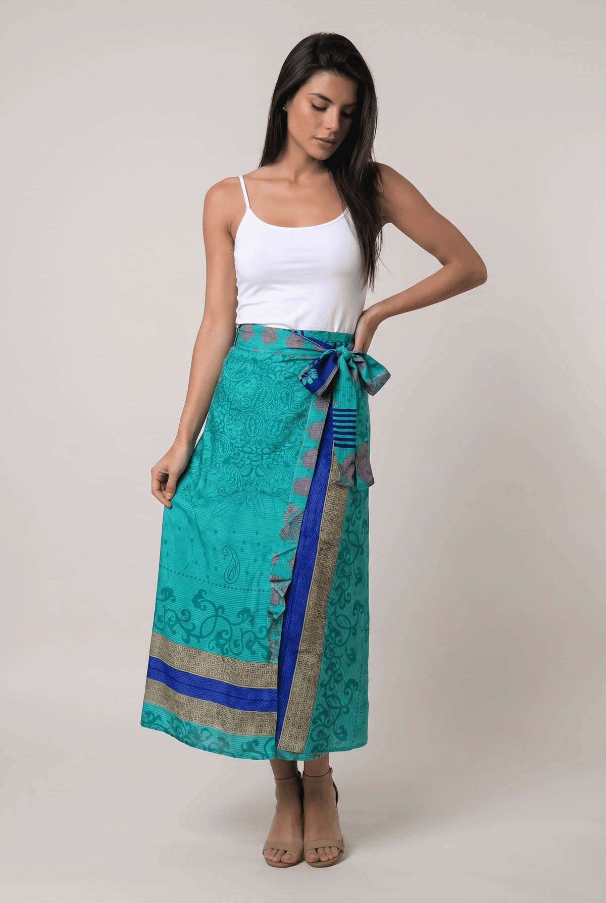 Falda Envolvente Doble Faz en Seda - Seleno Shop