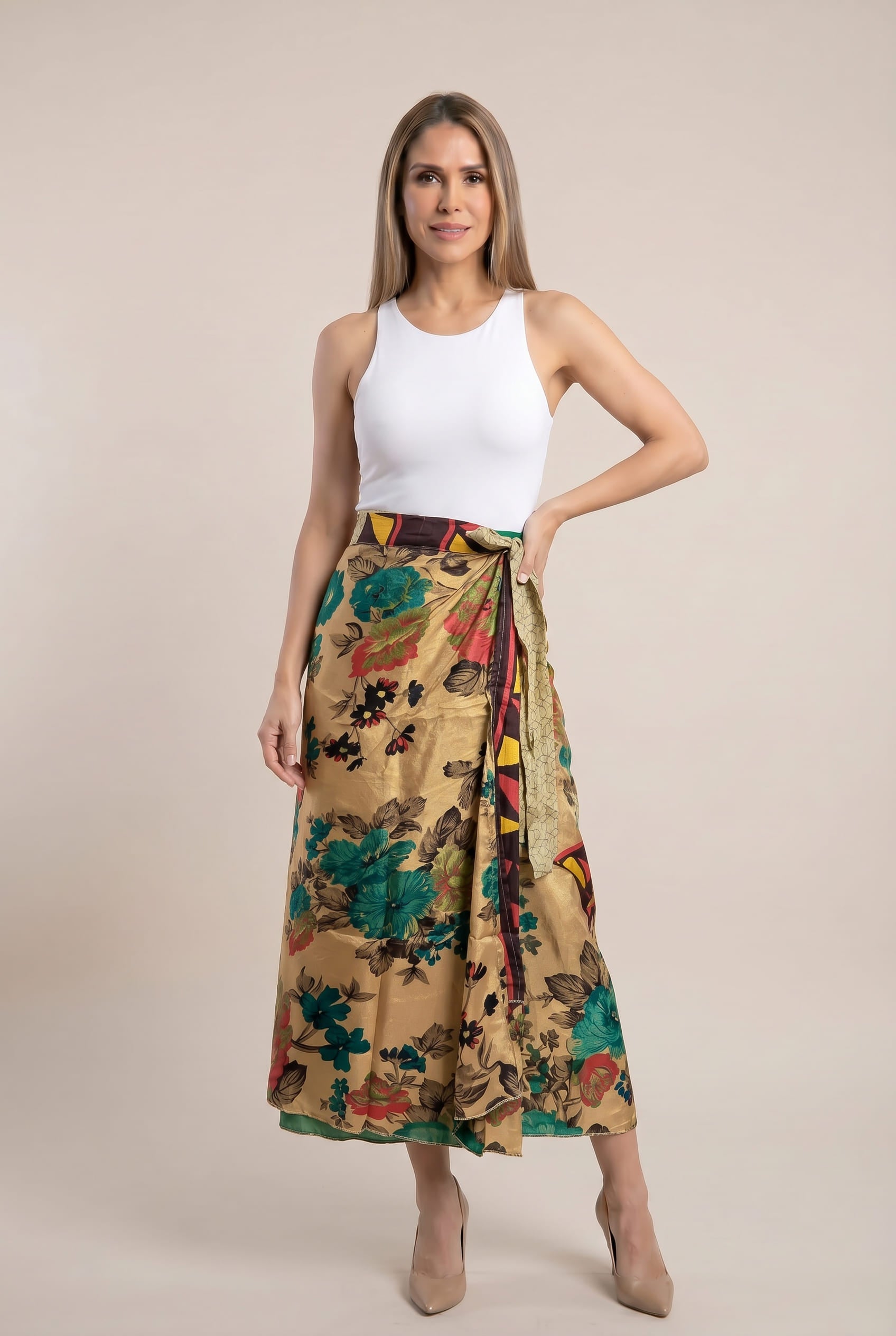 Falda Envolvente Doble Faz en Seda - Seleno Shop