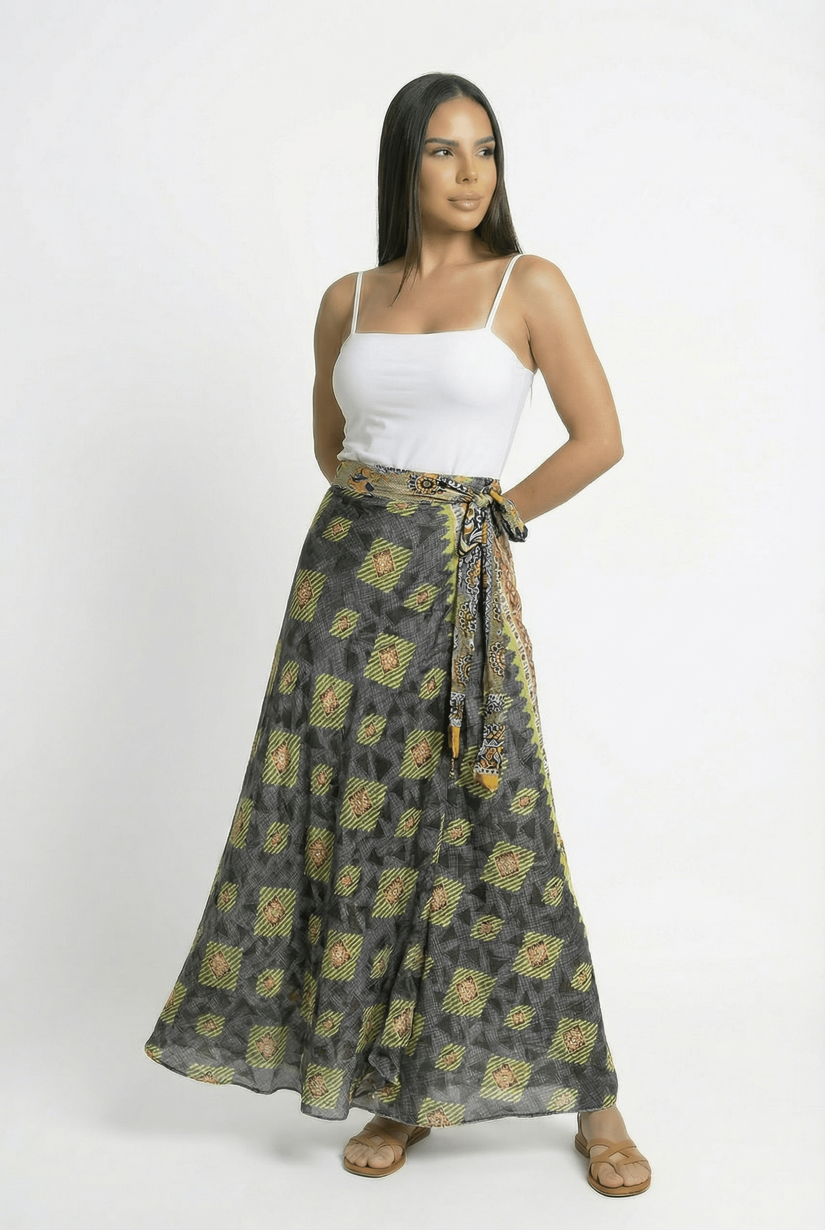Falda Envolvente Doble Faz en Seda - Seleno Shop