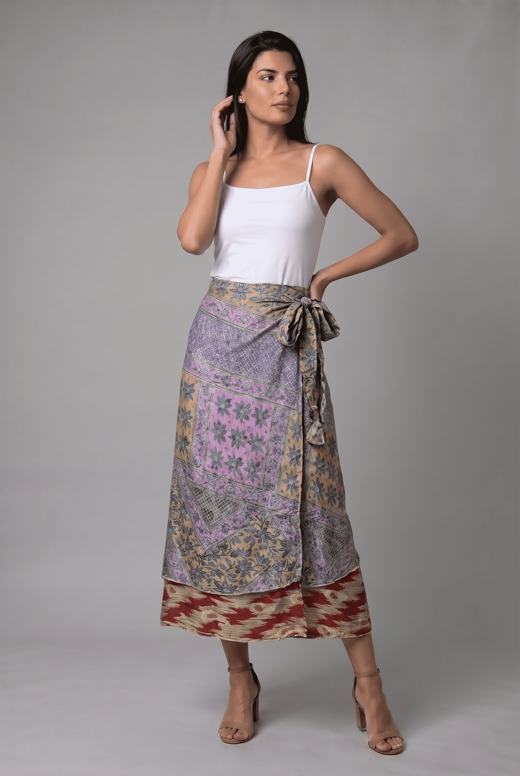 Falda Envolvente Doble Faz en Seda - Seleno Shop