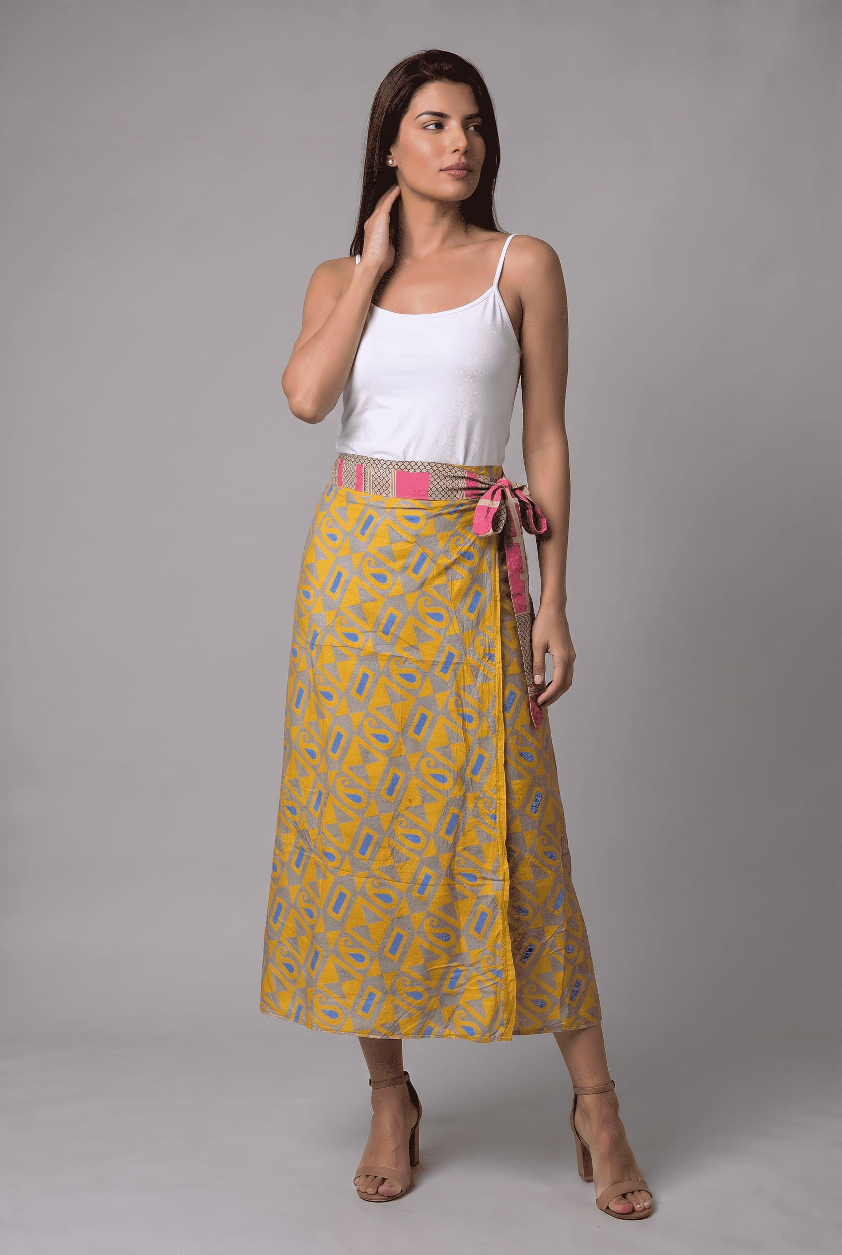 Falda Envolvente Doble Faz en Seda - Seleno Shop