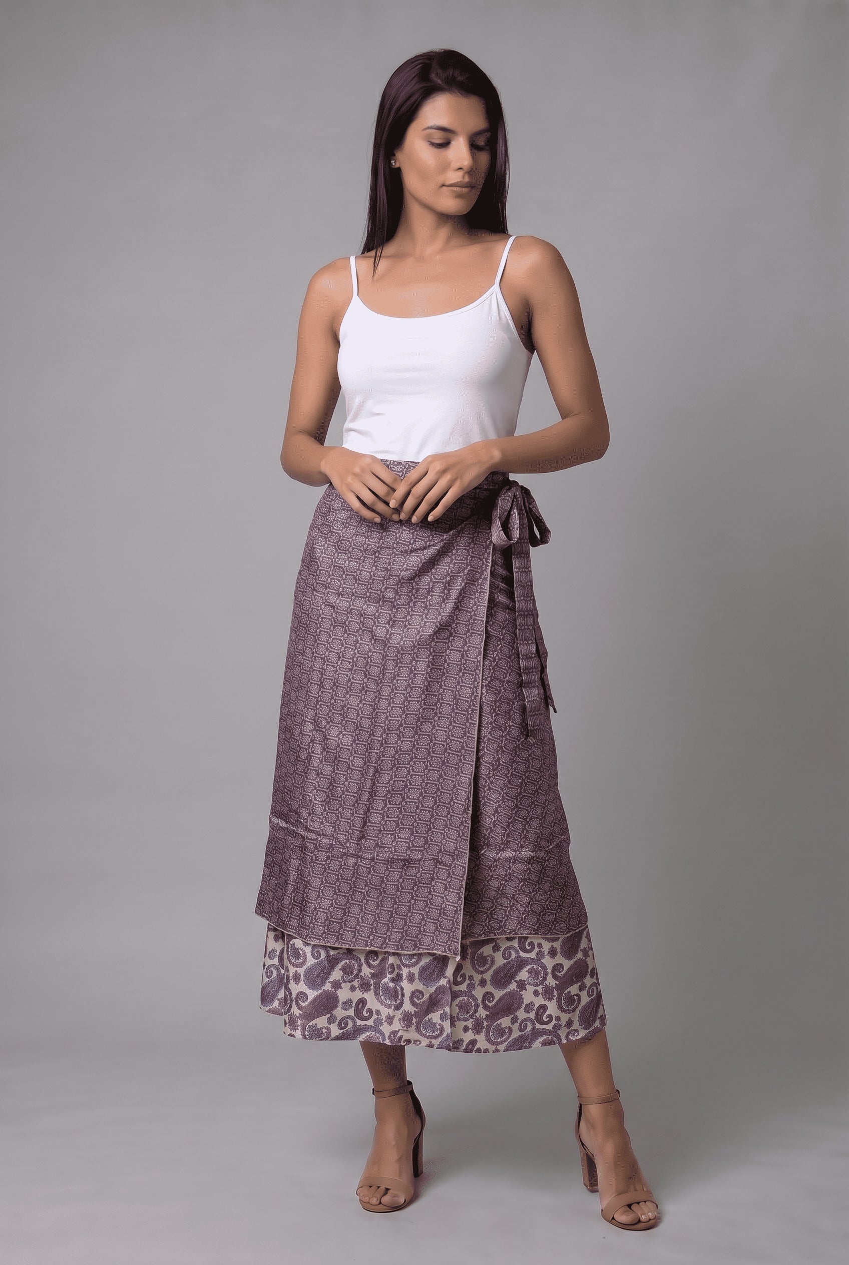 Falda Envolvente Doble Faz en Seda - Seleno Shop