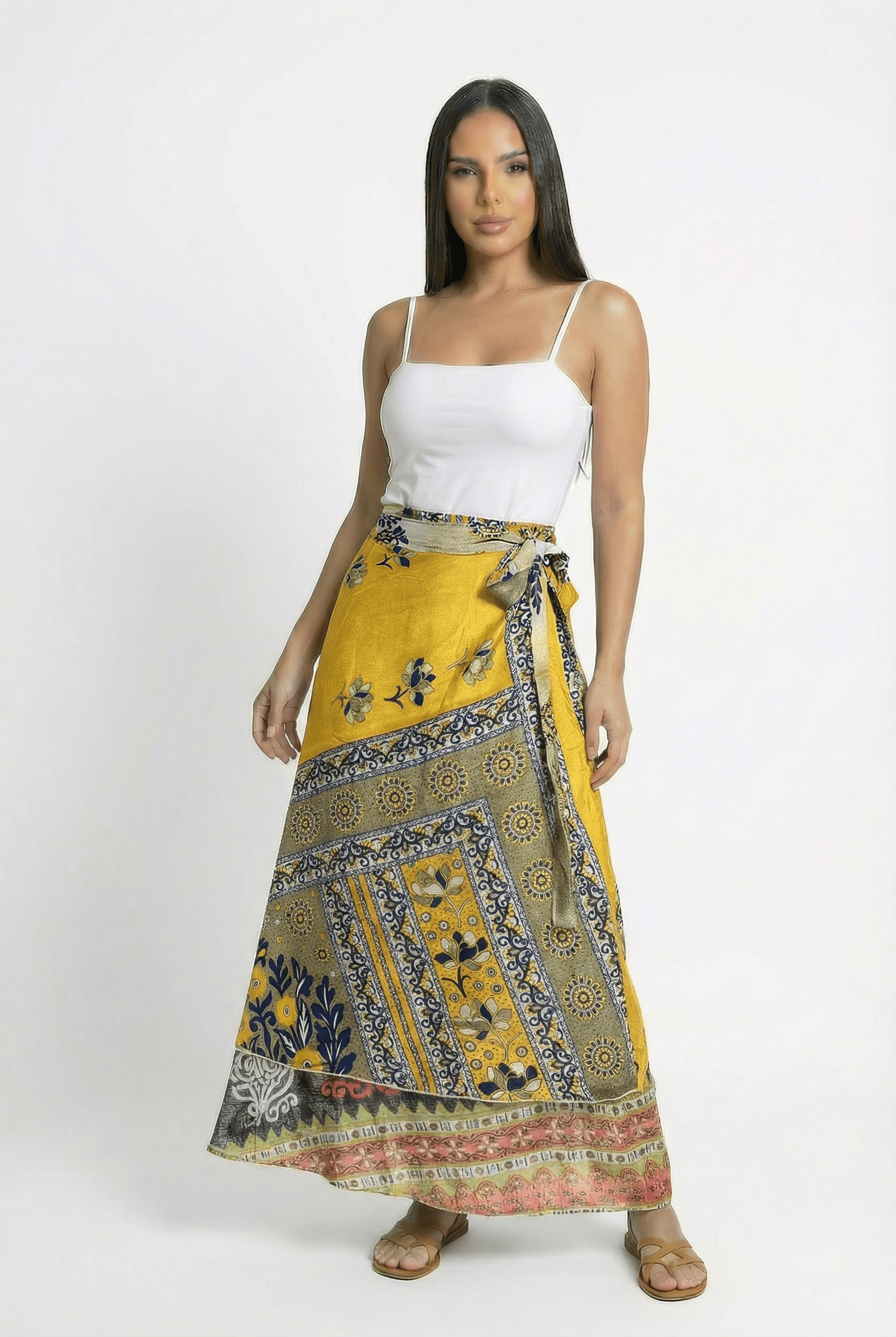Falda Envolvente Doble Faz en Seda - Seleno Shop