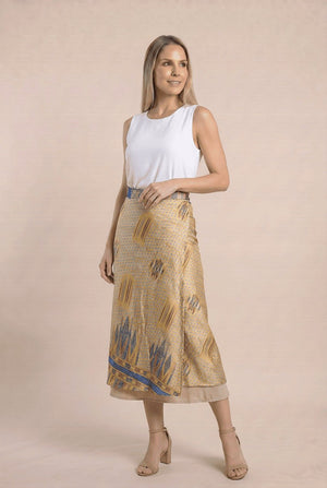 Falda Envolvente Doble Faz en Seda - Seleno Shop