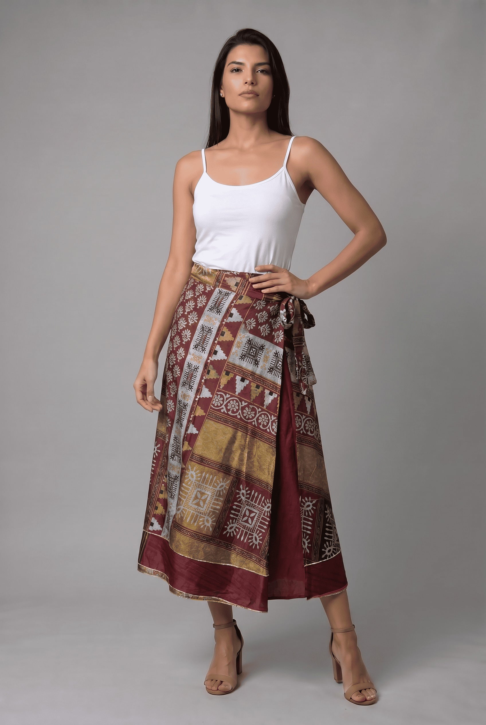 Falda Envolvente Doble Faz en Seda - Seleno Shop