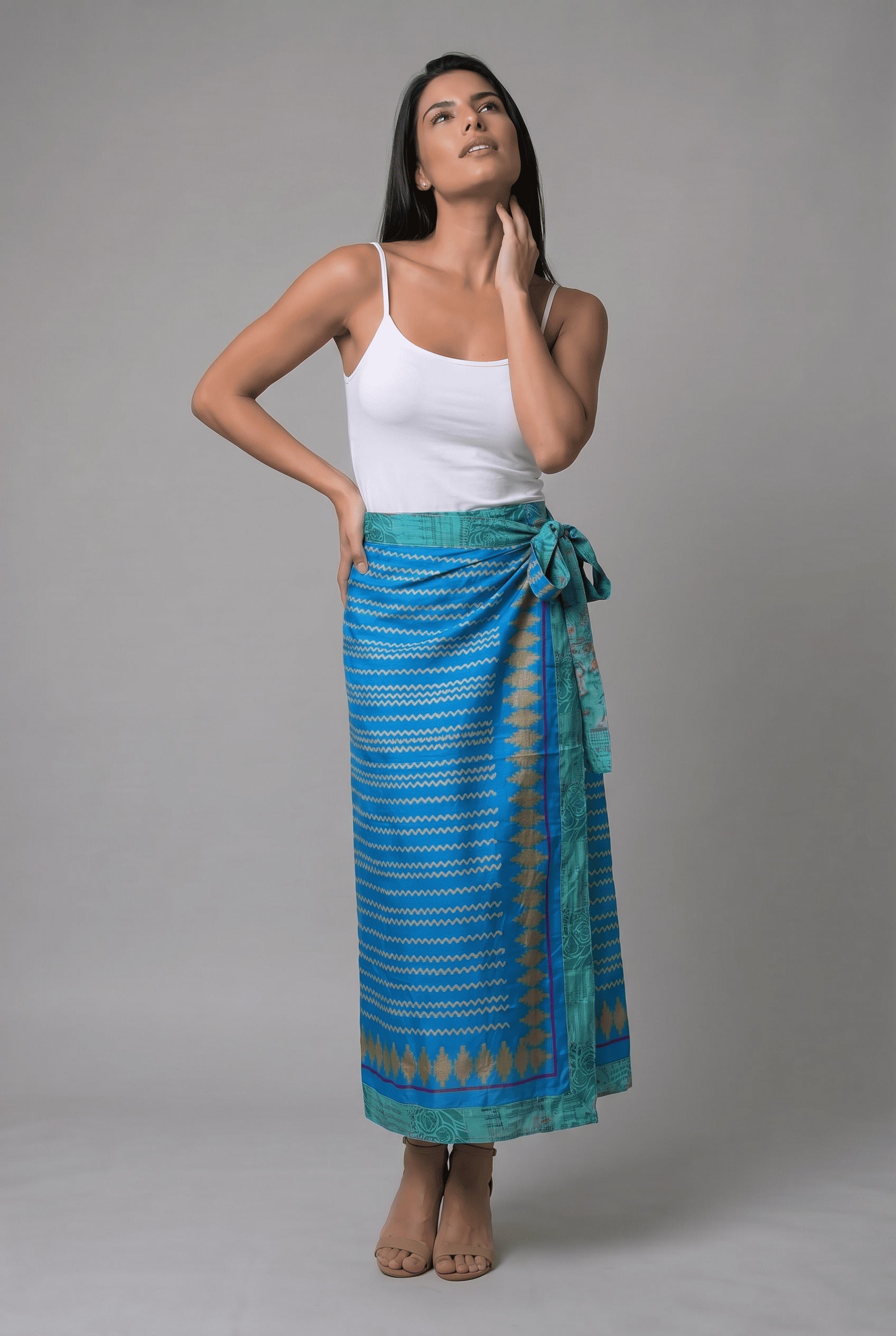 Falda Envolvente Doble Faz en Seda - Seleno Shop