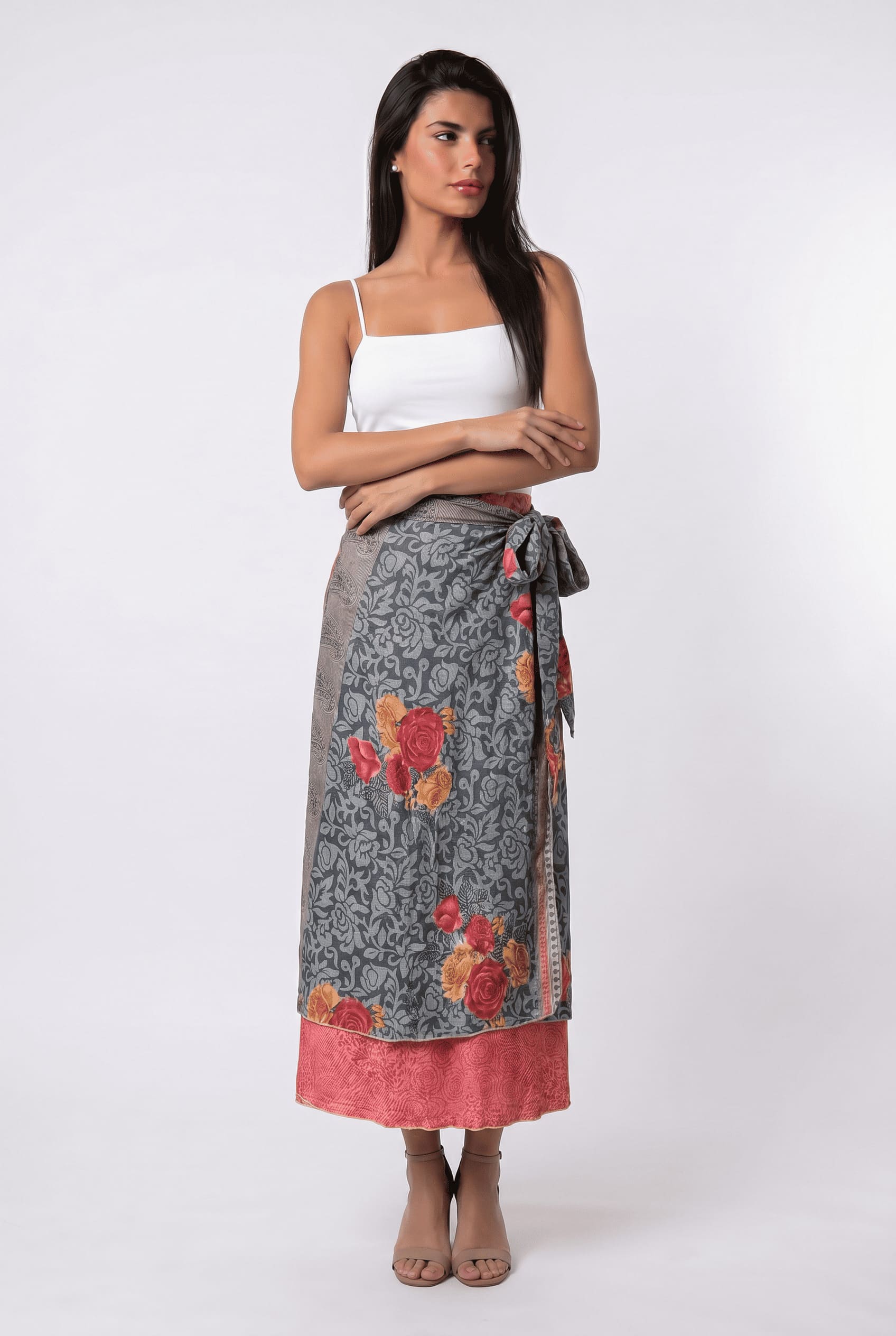 Falda Envolvente Doble Faz en Seda - Seleno Shop