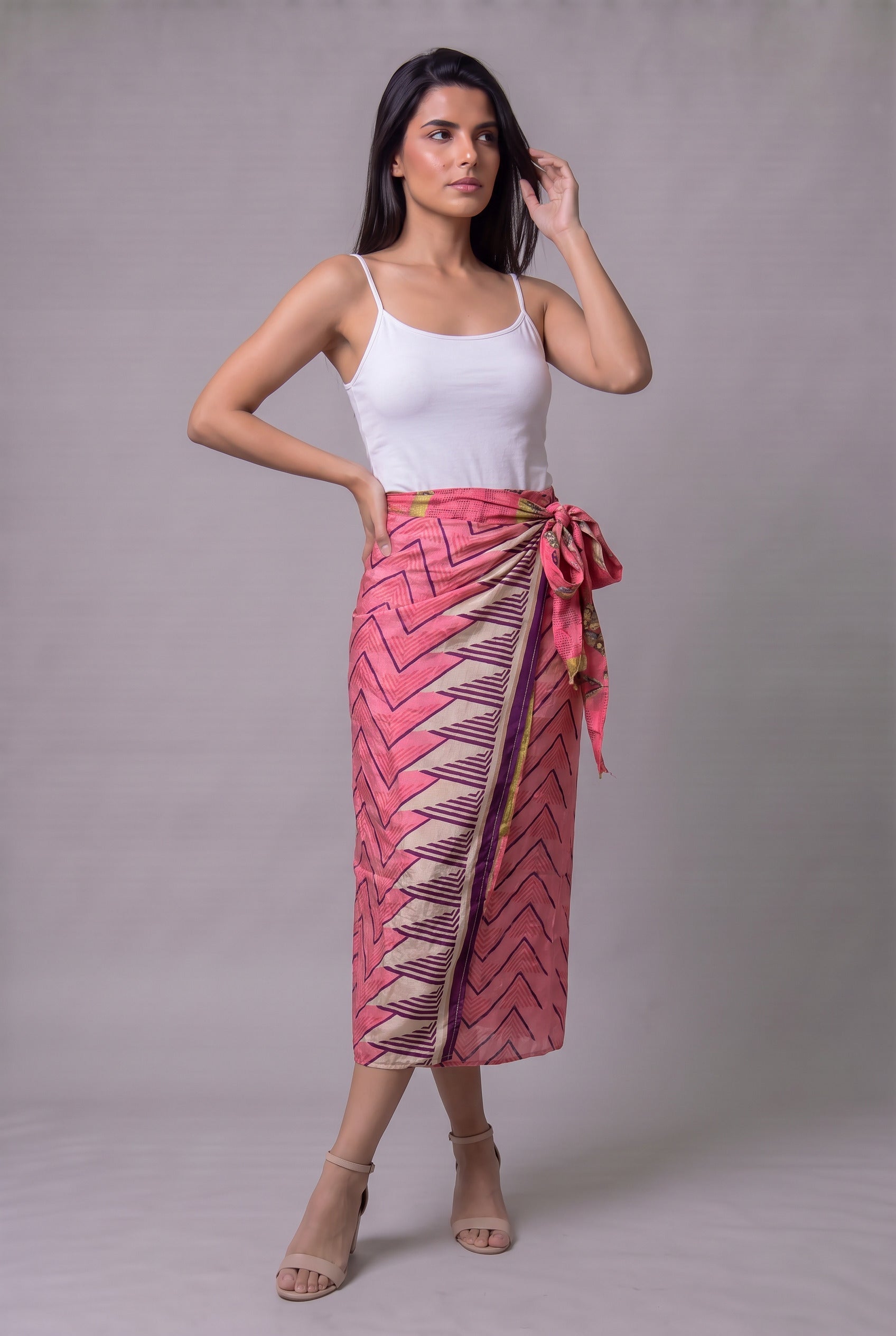 Falda Envolvente Doble Faz en Seda - Seleno Shop