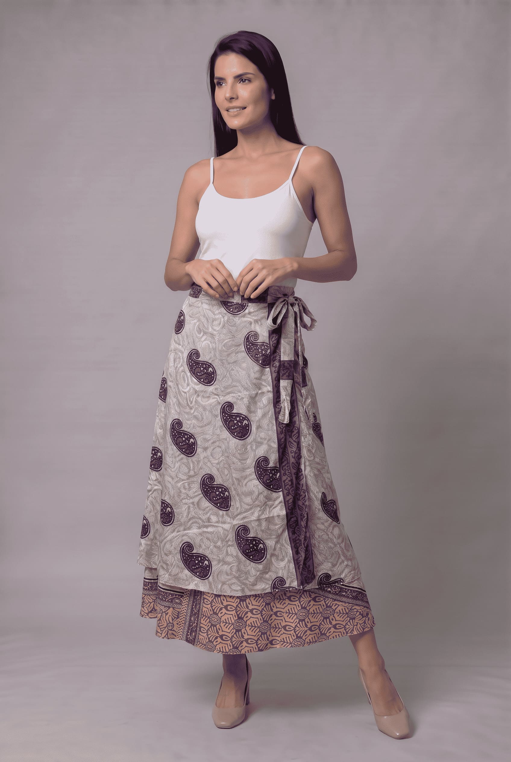 Falda Envolvente Doble Faz en Seda - Seleno Shop