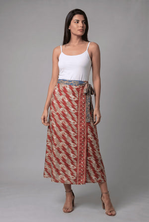 Falda Envolvente Doble Faz en Seda - Seleno Shop
