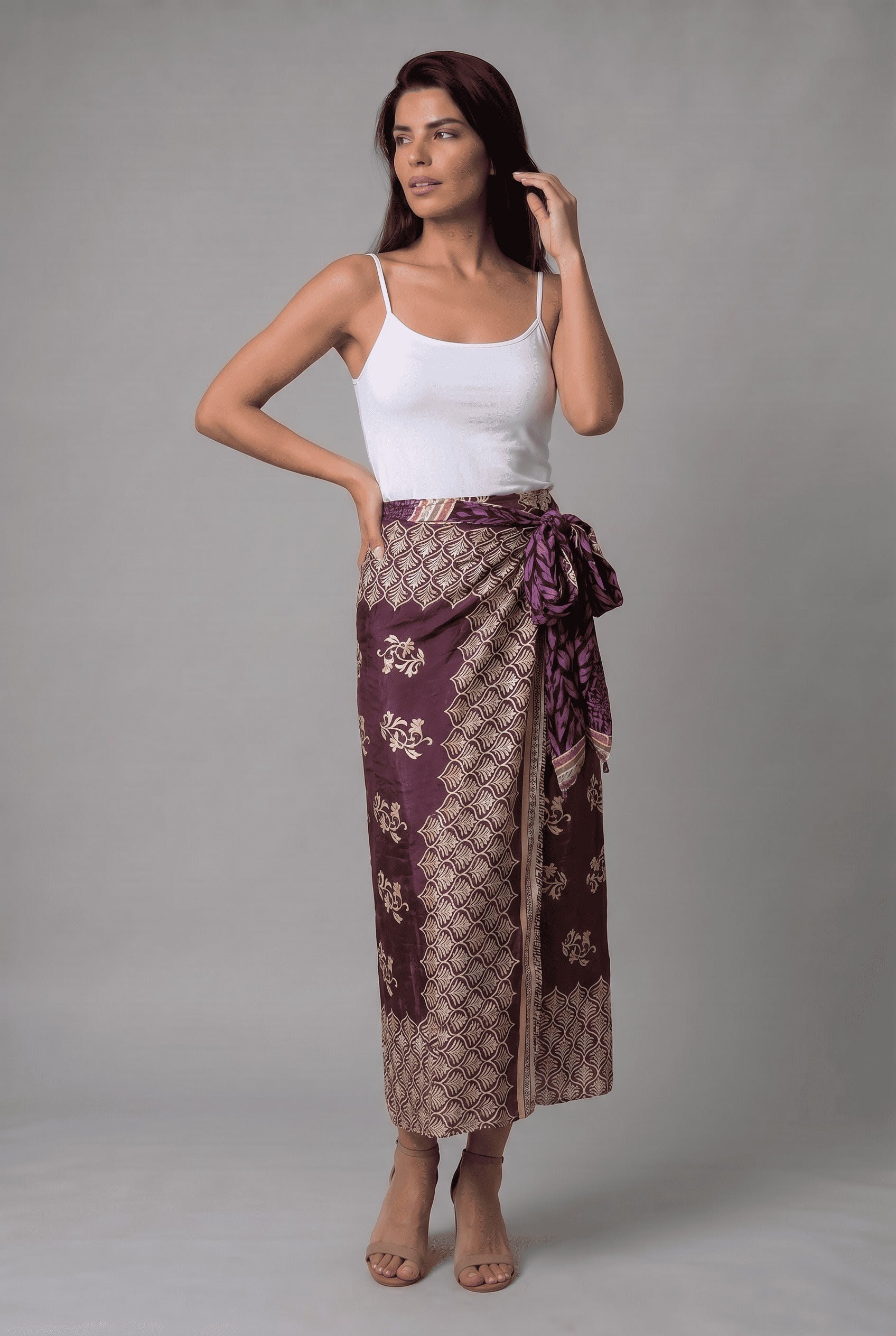 Falda Envolvente Doble Faz en Seda - Seleno Shop