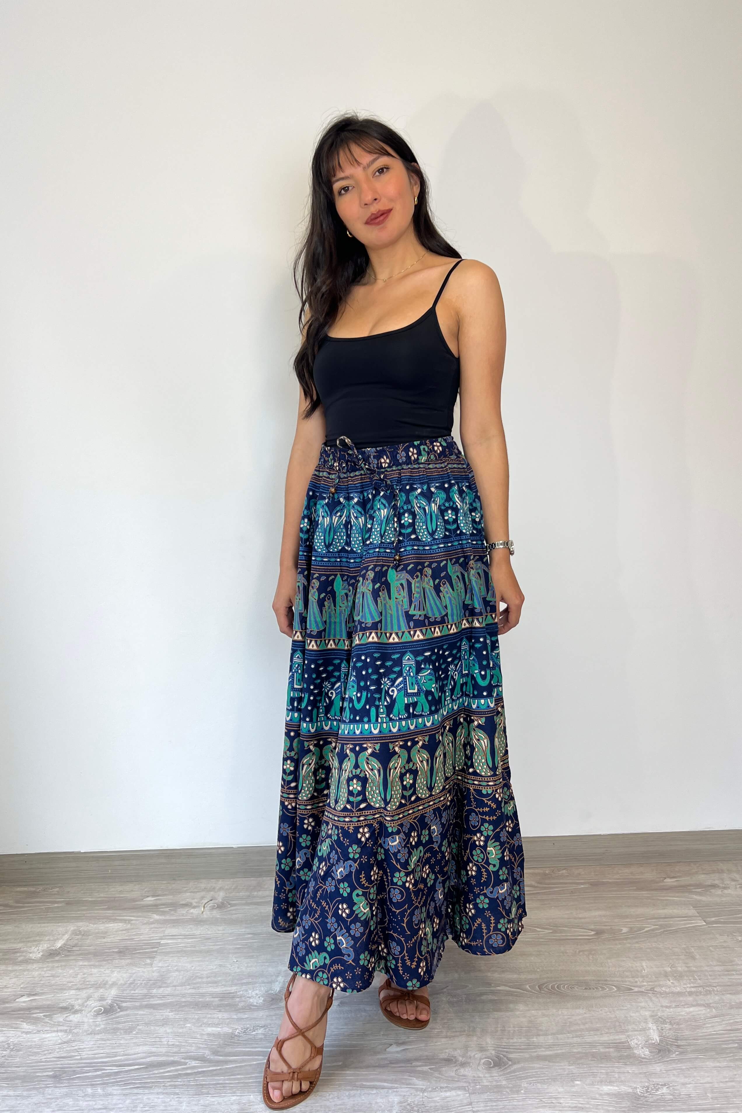 Falda Larga Azul - Seleno Shop