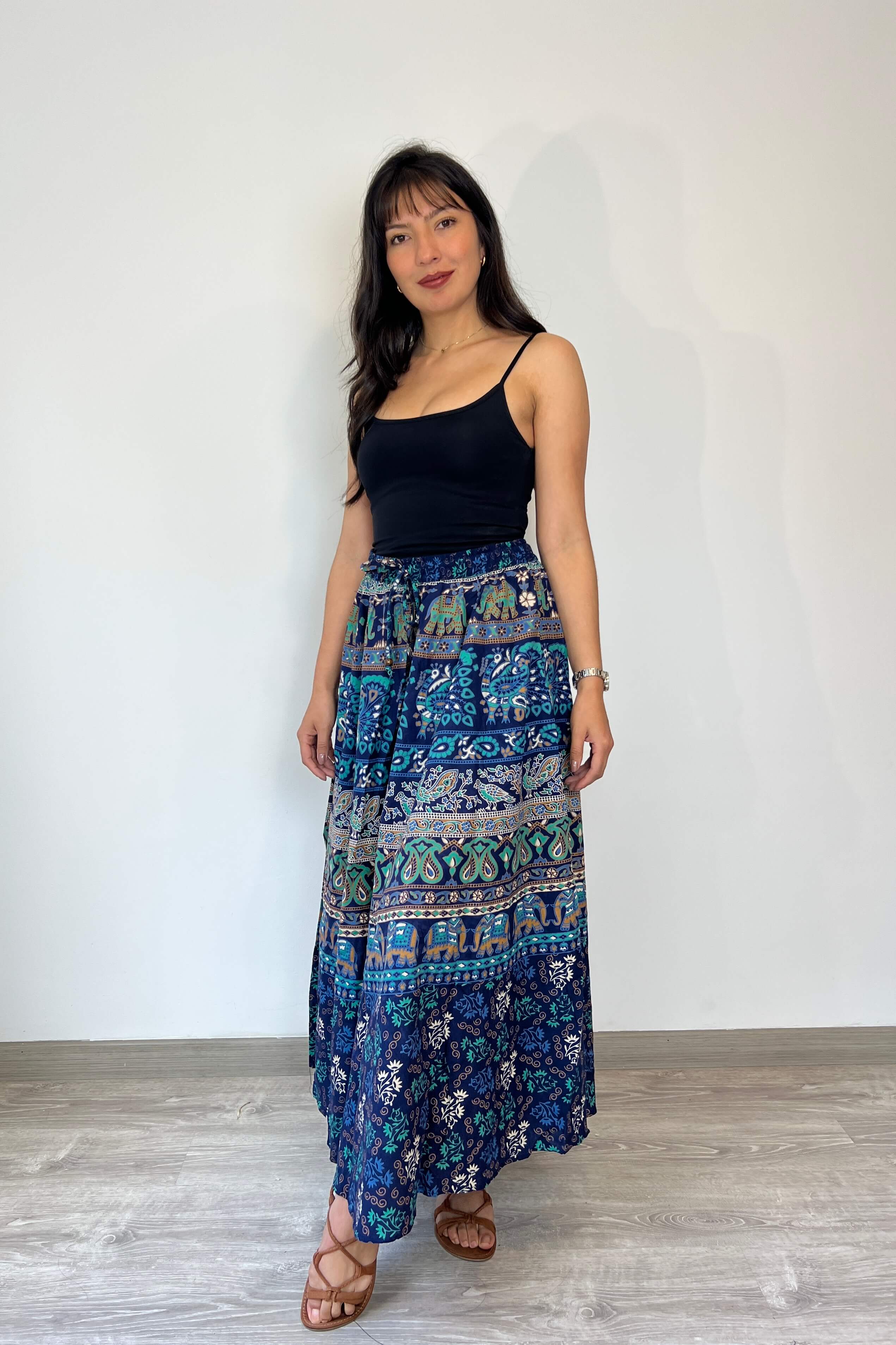 Falda Larga Azul - Seleno Shop