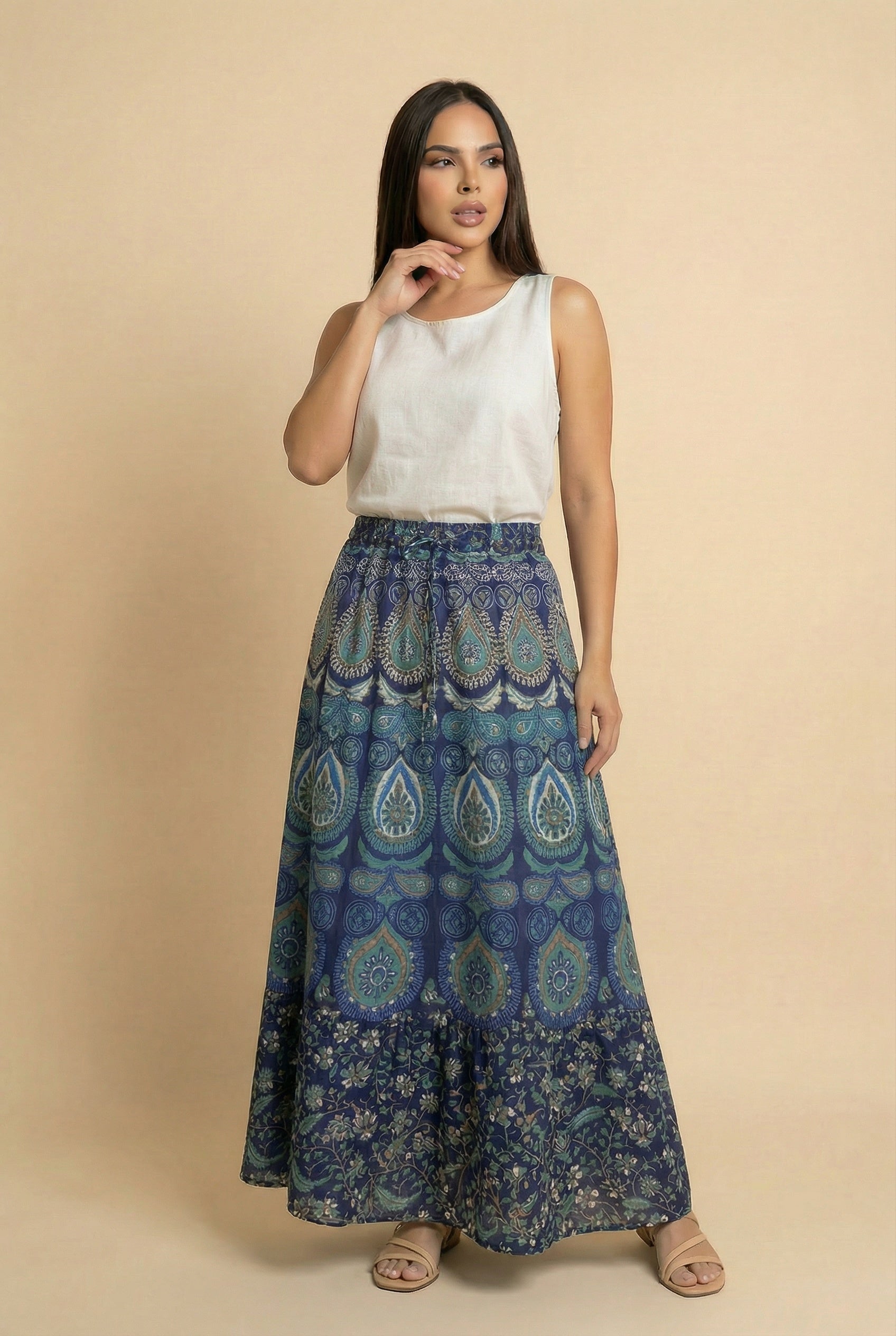 Falda Larga Azul - Seleno Shop