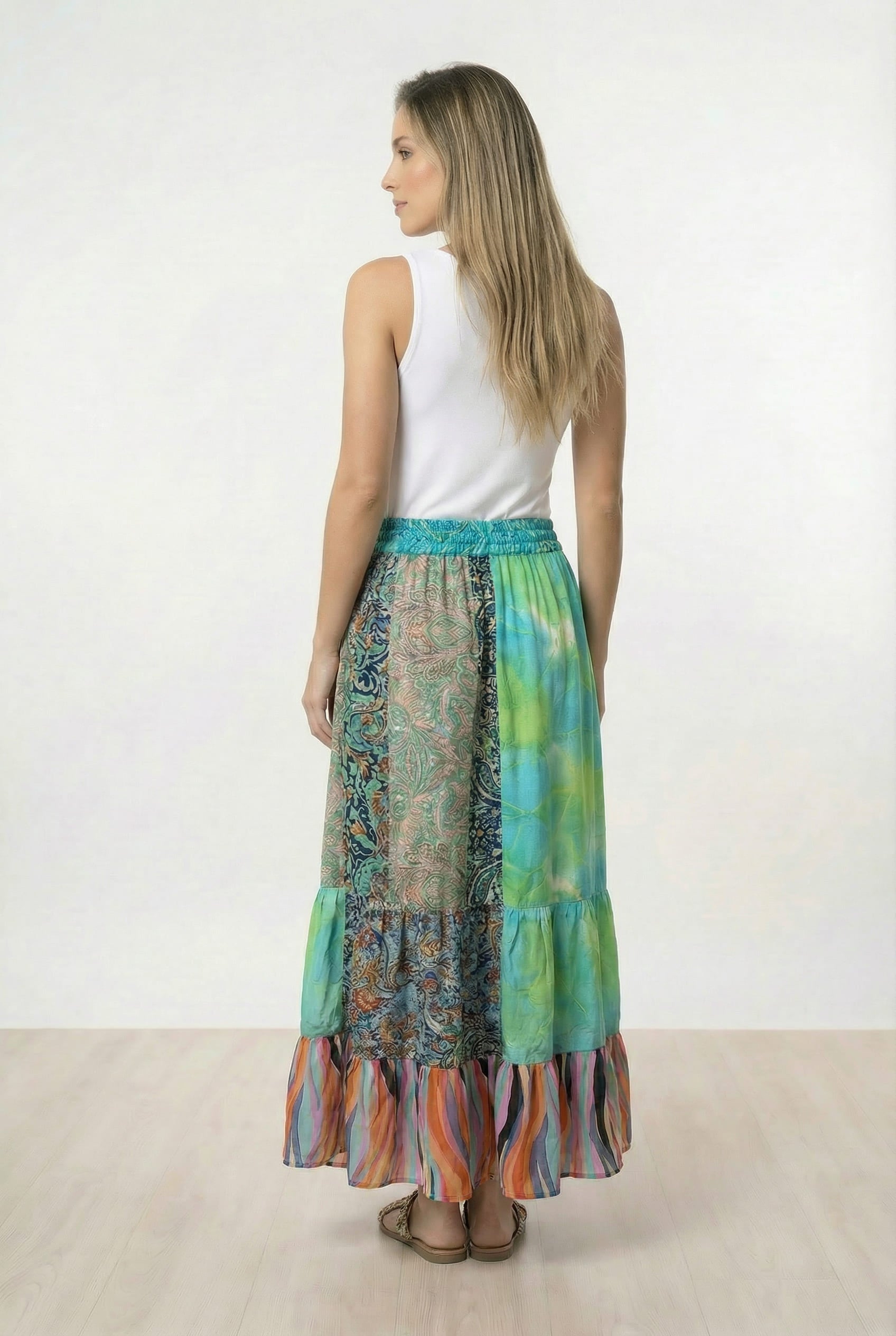 Falda Patchwork de Seda - Seleno Shop