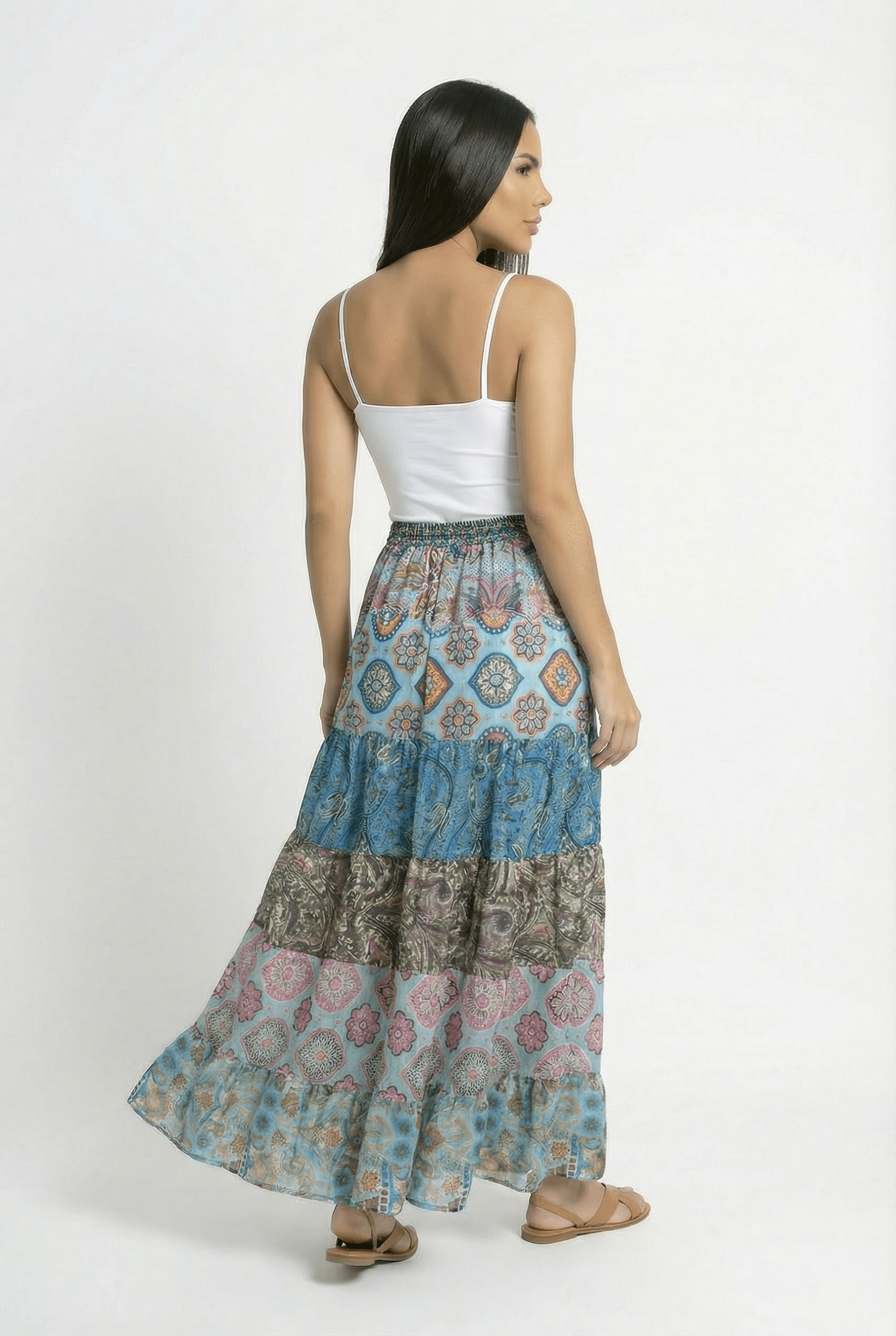 Falda Patchwork de Seda - Seleno Shop