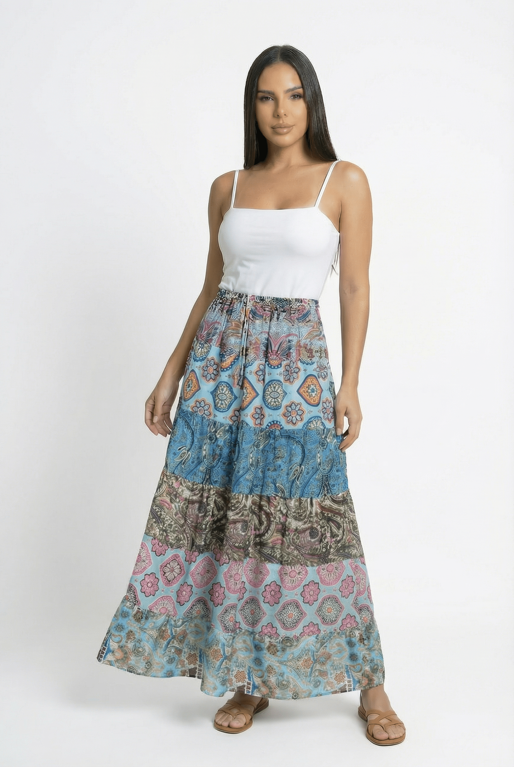 Falda Patchwork de Seda - Seleno Shop