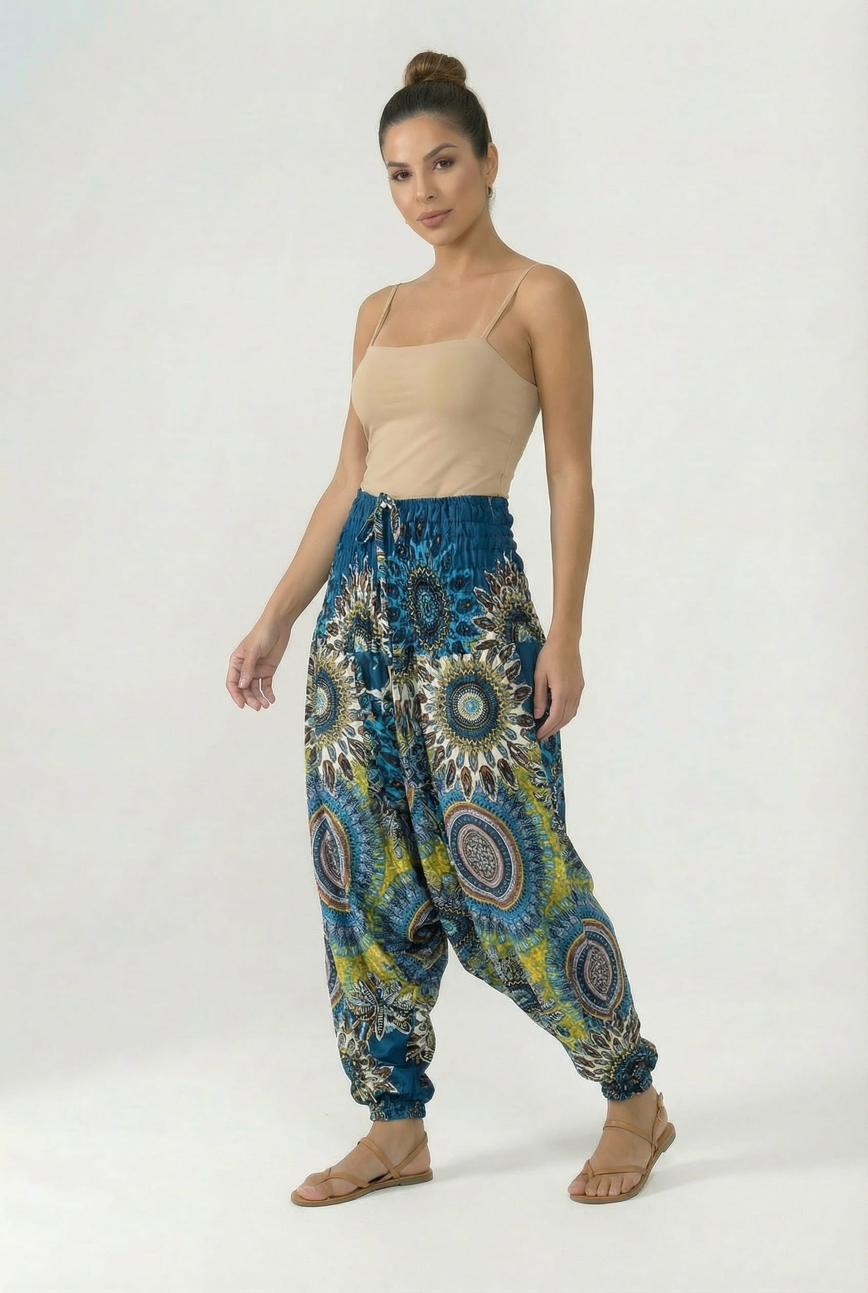 Pantalon Harem Azul Mandalas - Seleno Shop