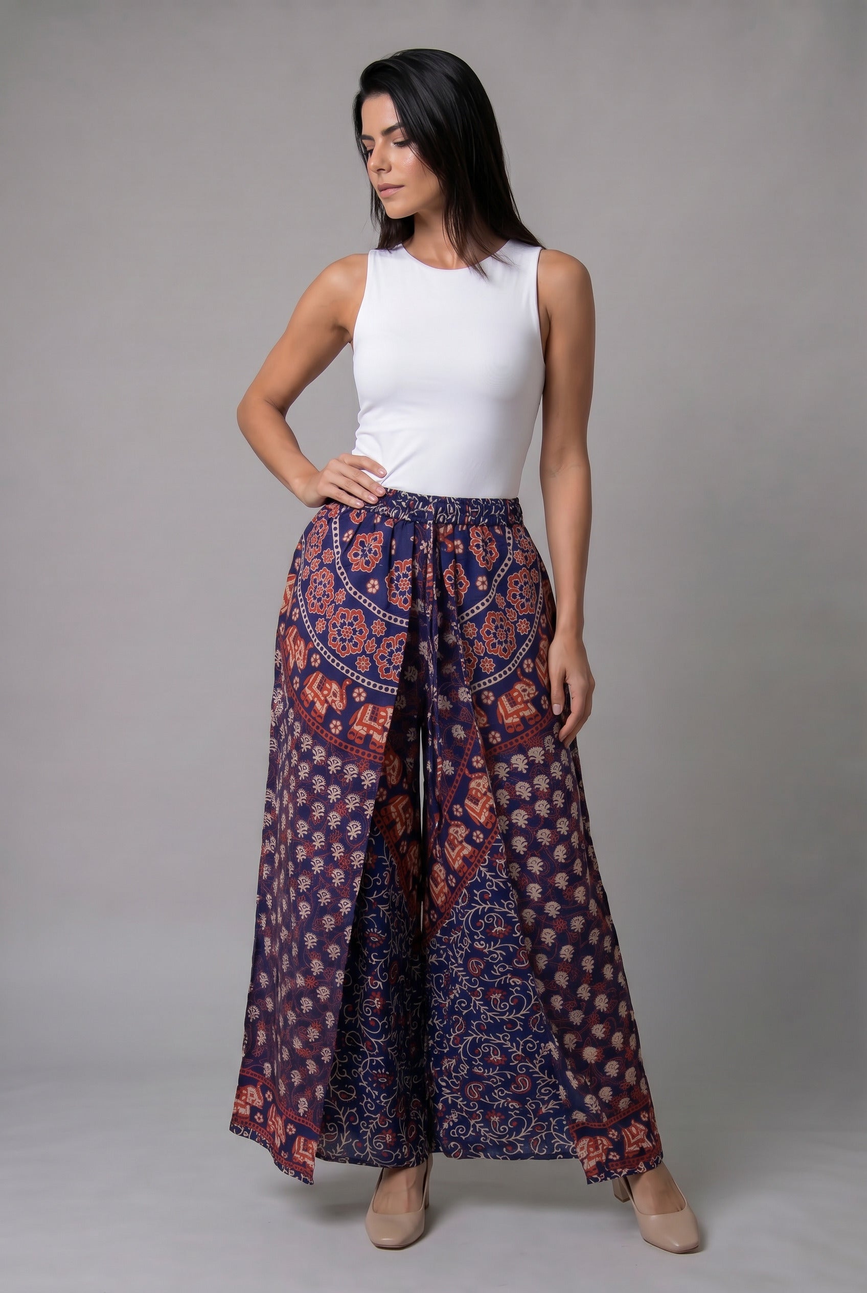 Pantalon Hippie Mariposa Azul y Naranja - Seleno Shop