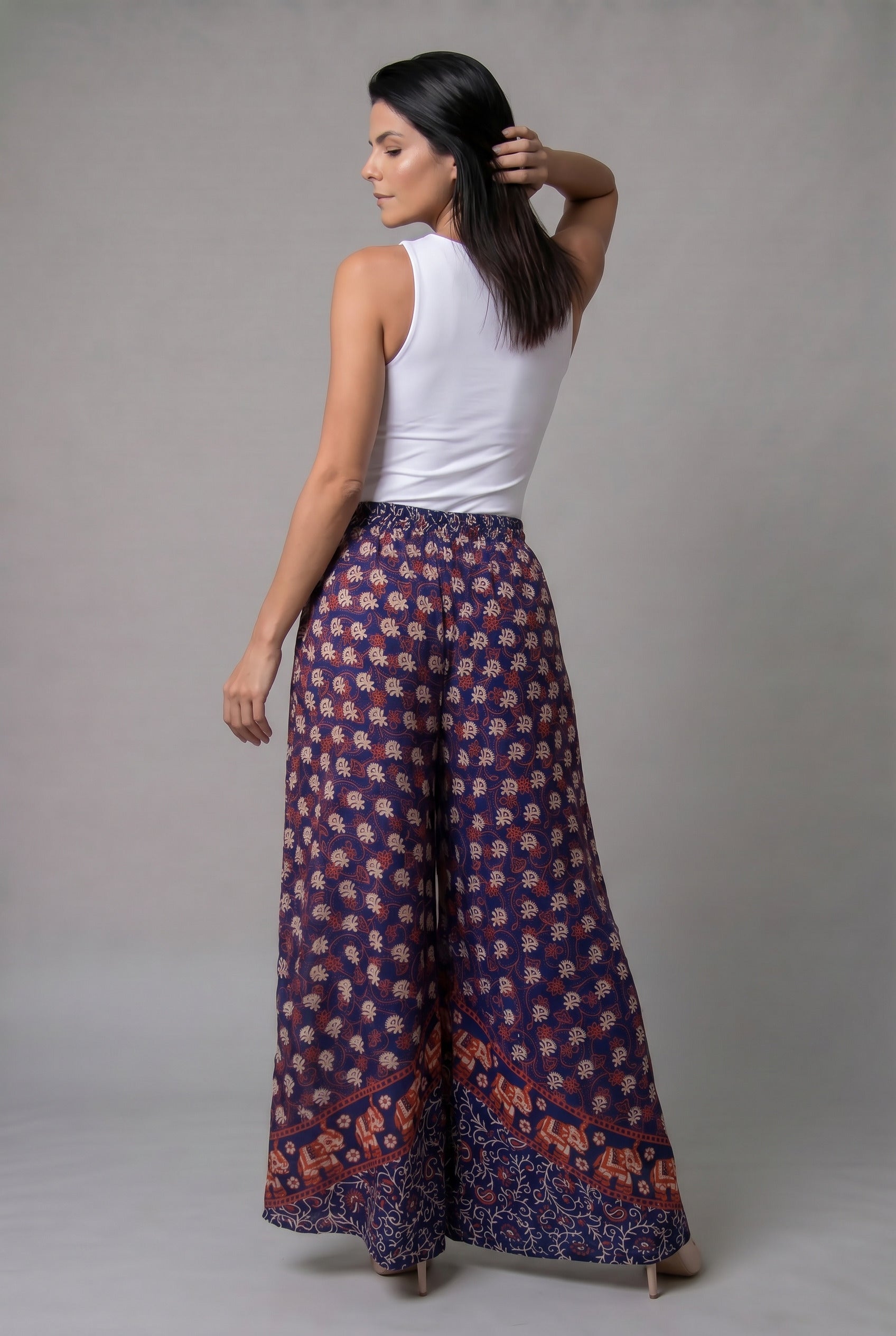 Pantalon Hippie Mariposa Azul y Naranja - Seleno Shop
