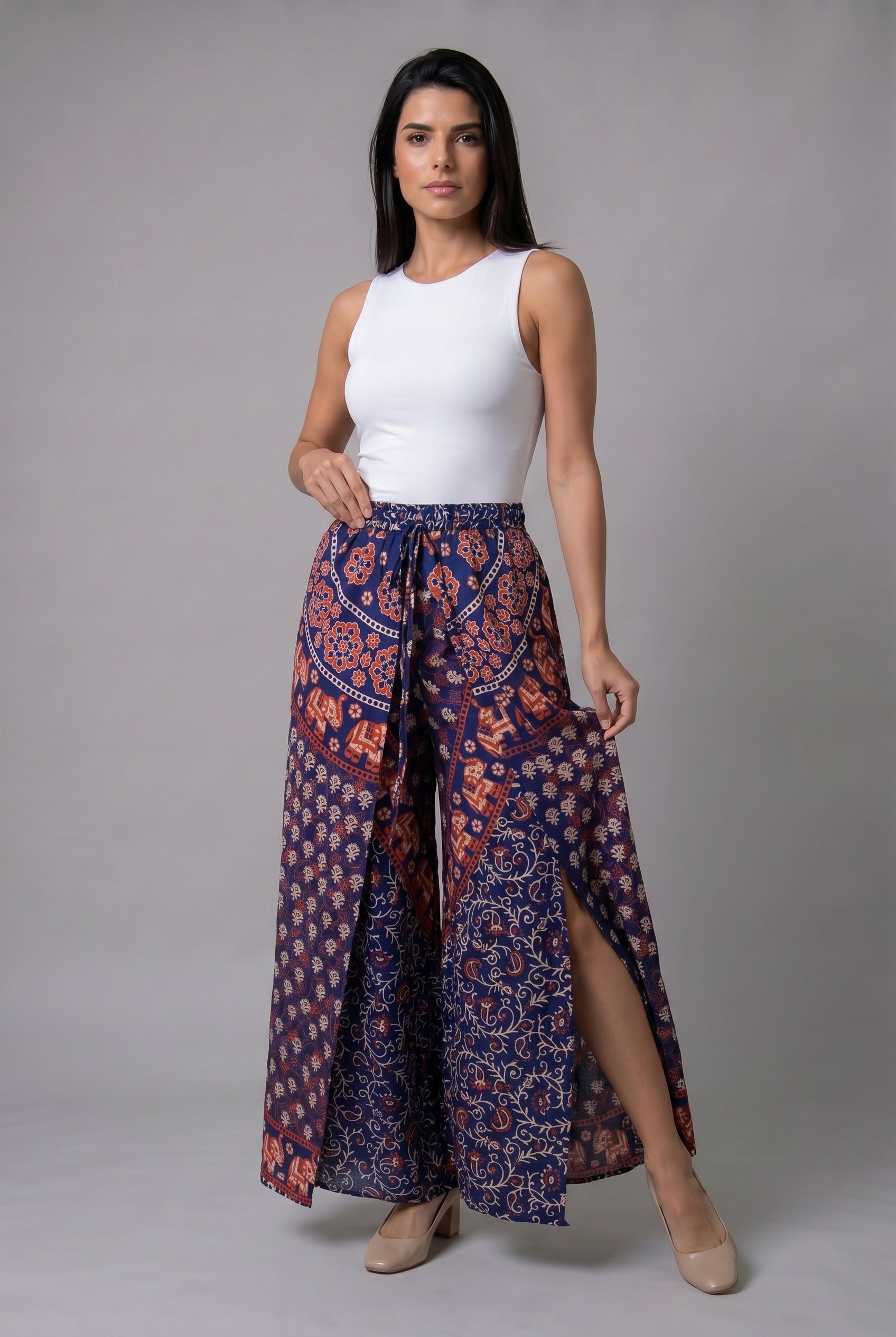 Pantalon Hippie Mariposa Azul y Naranja - Seleno Shop