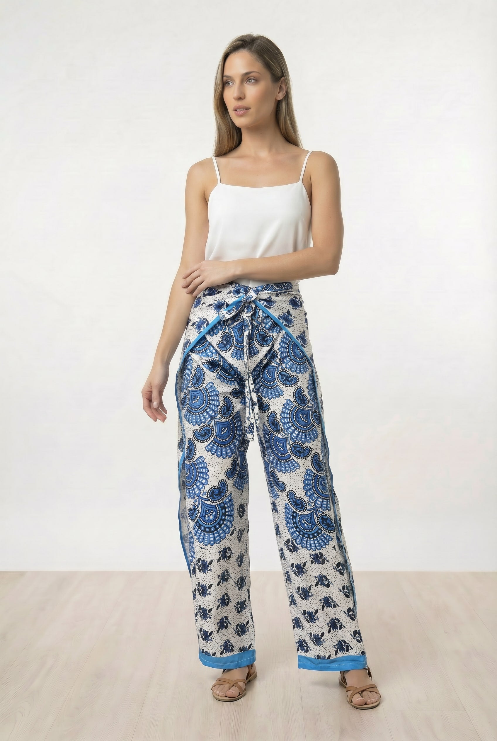 Pantalón Mariposa blanco y azul - Seleno Shop