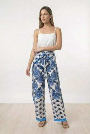 Pantalón Mariposa blanco y azul - Seleno Shop