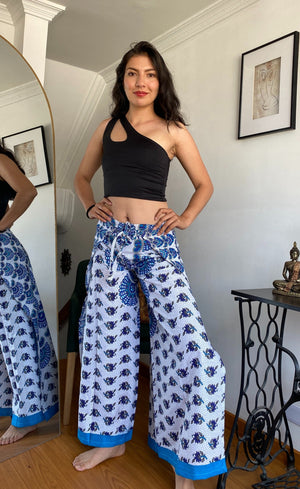 Pantalón Mariposa blanco y azul - Seleno Shop