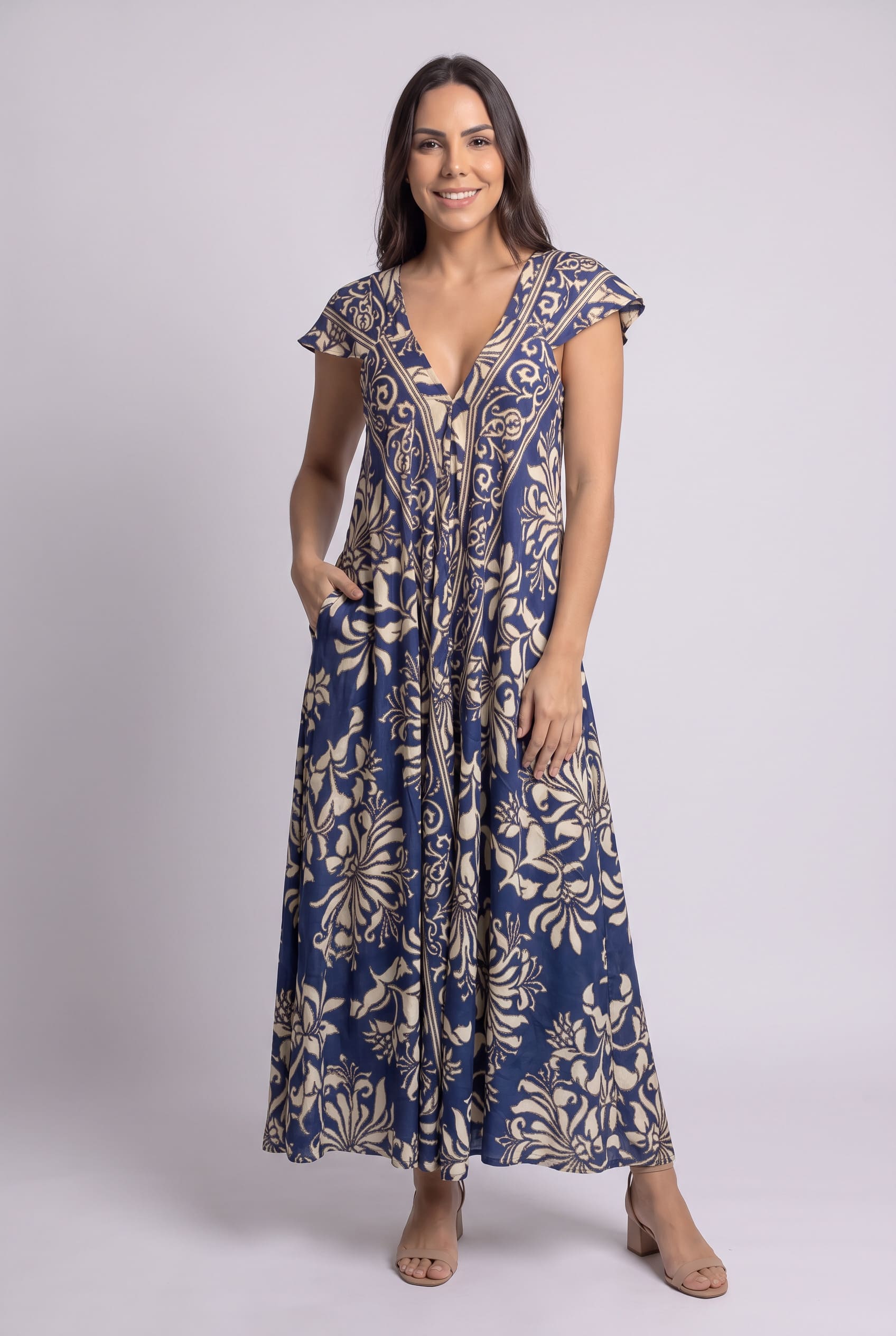Vestido Boho Aurora Azul - Seleno Shop