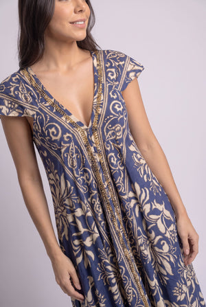Vestido Boho Aurora Azul - Seleno Shop