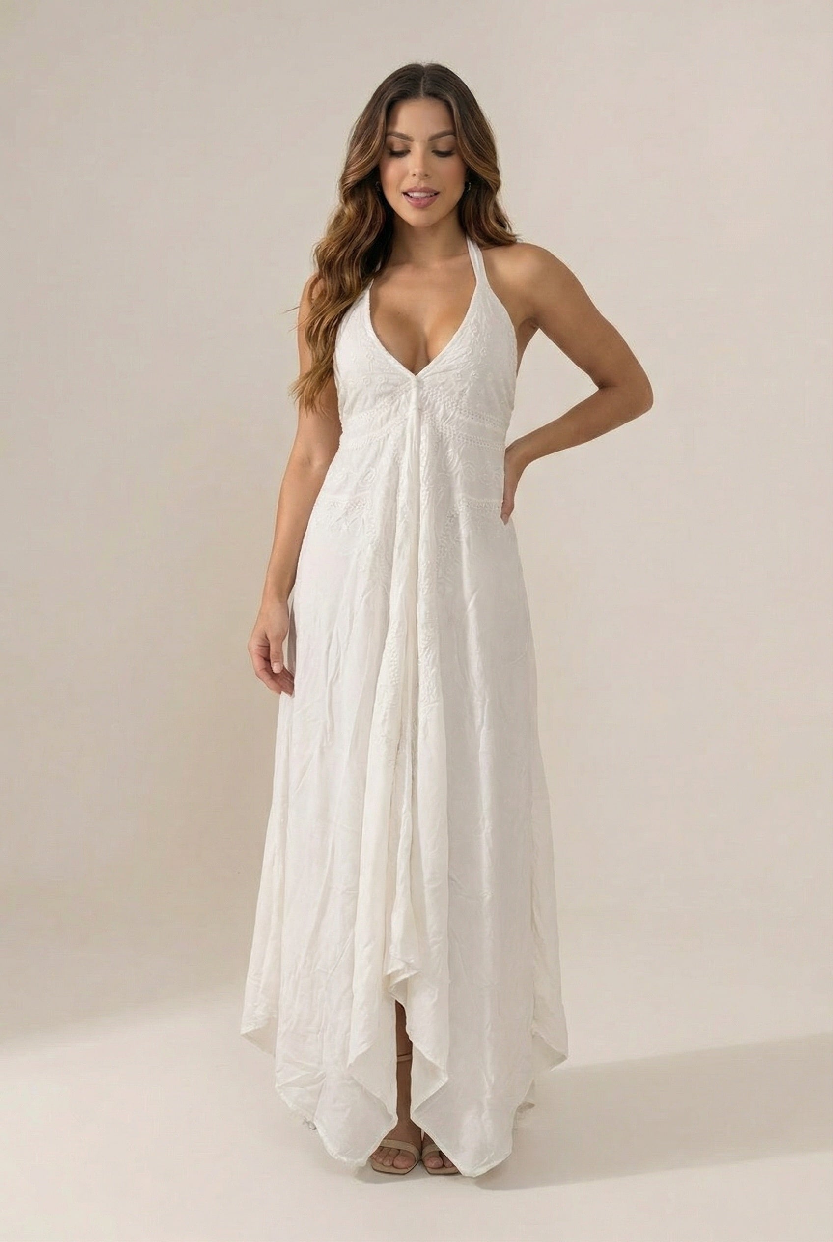 Vestido Boho Blanco Ojalillo - Seleno Shop