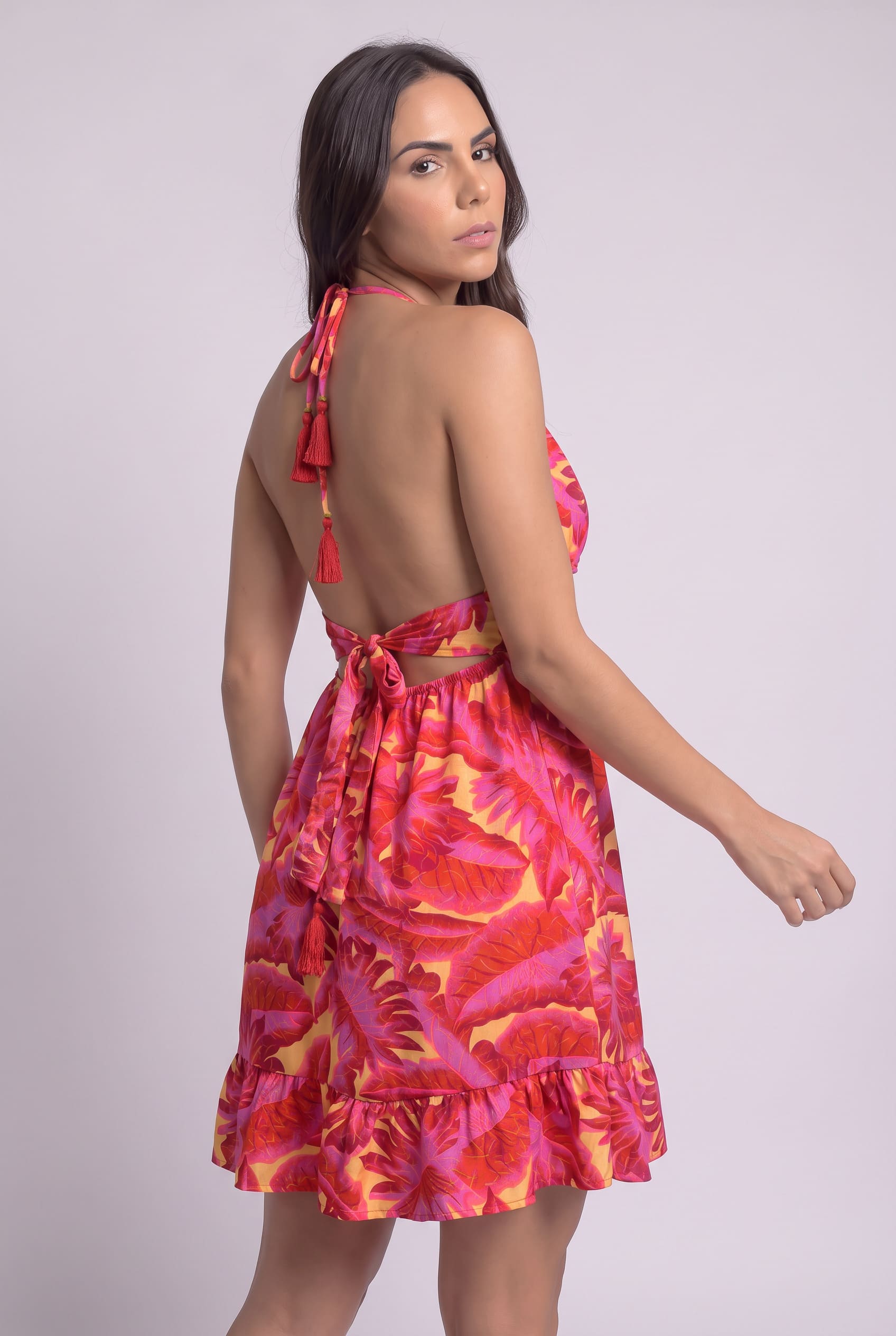 Vestido Boho Corto Fucsia - Seleno Shop