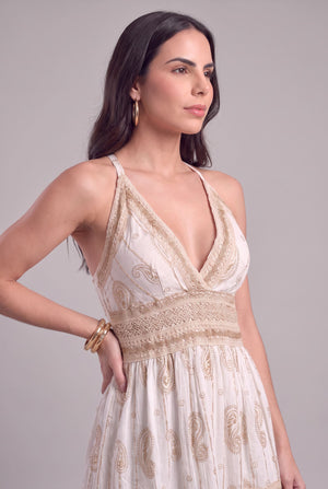 Vestido Boho Encaje Dorado - Seleno Shop