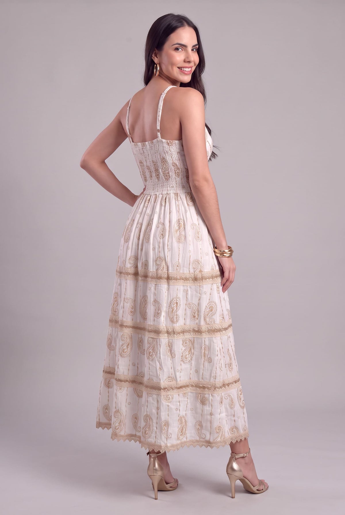 Vestido Boho Encaje Dorado - Seleno Shop