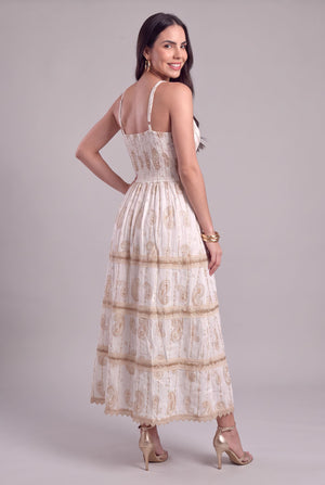 Vestido Boho Encaje Dorado - Seleno Shop