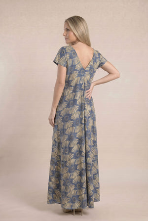 Vestido Boho Estampado Azul & Beige - Seleno Shop