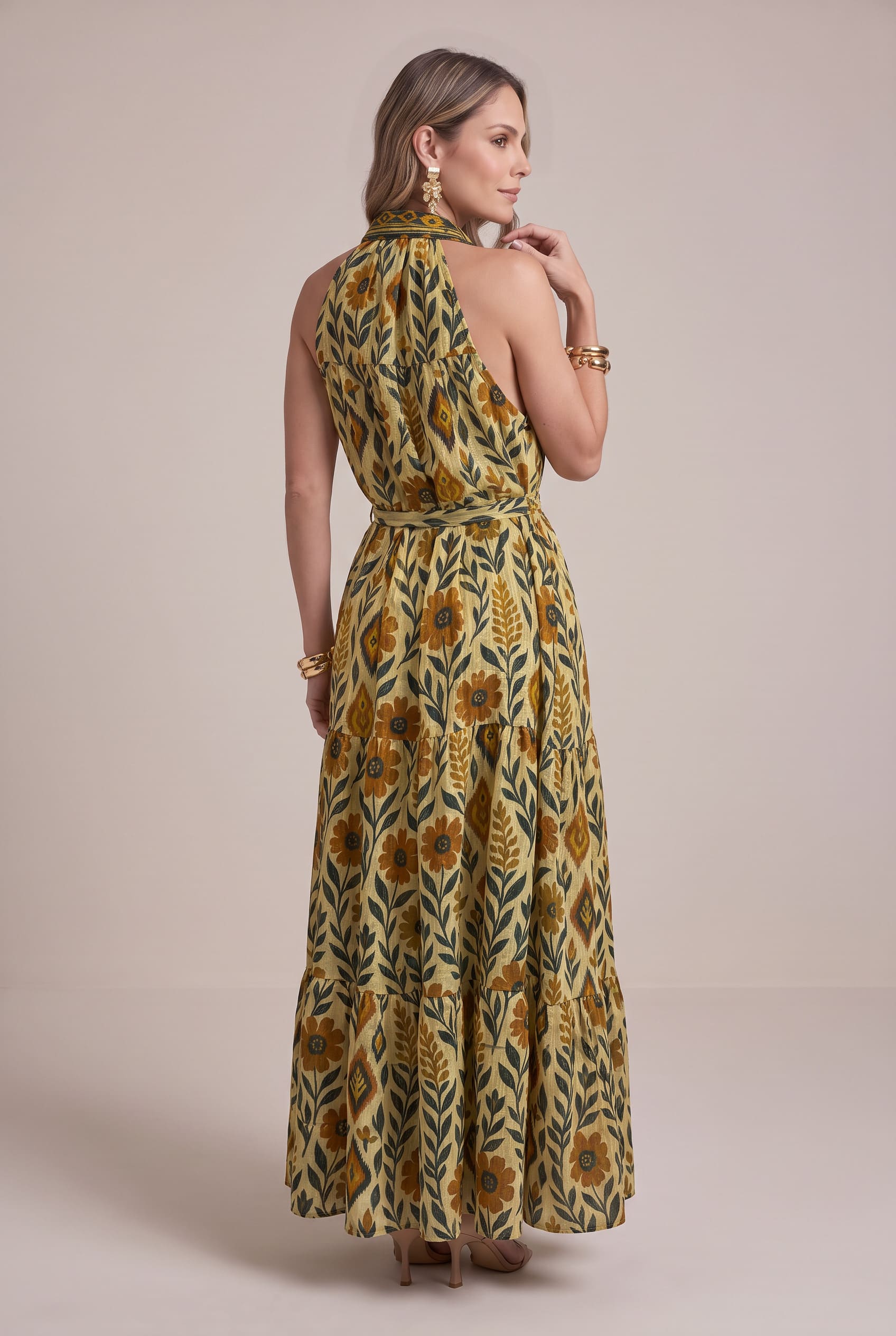 Vestido Boho Ikat Mostaza - Seleno Shop