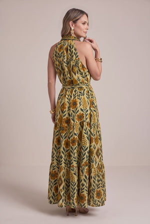 Vestido Boho Ikat Mostaza - Seleno Shop