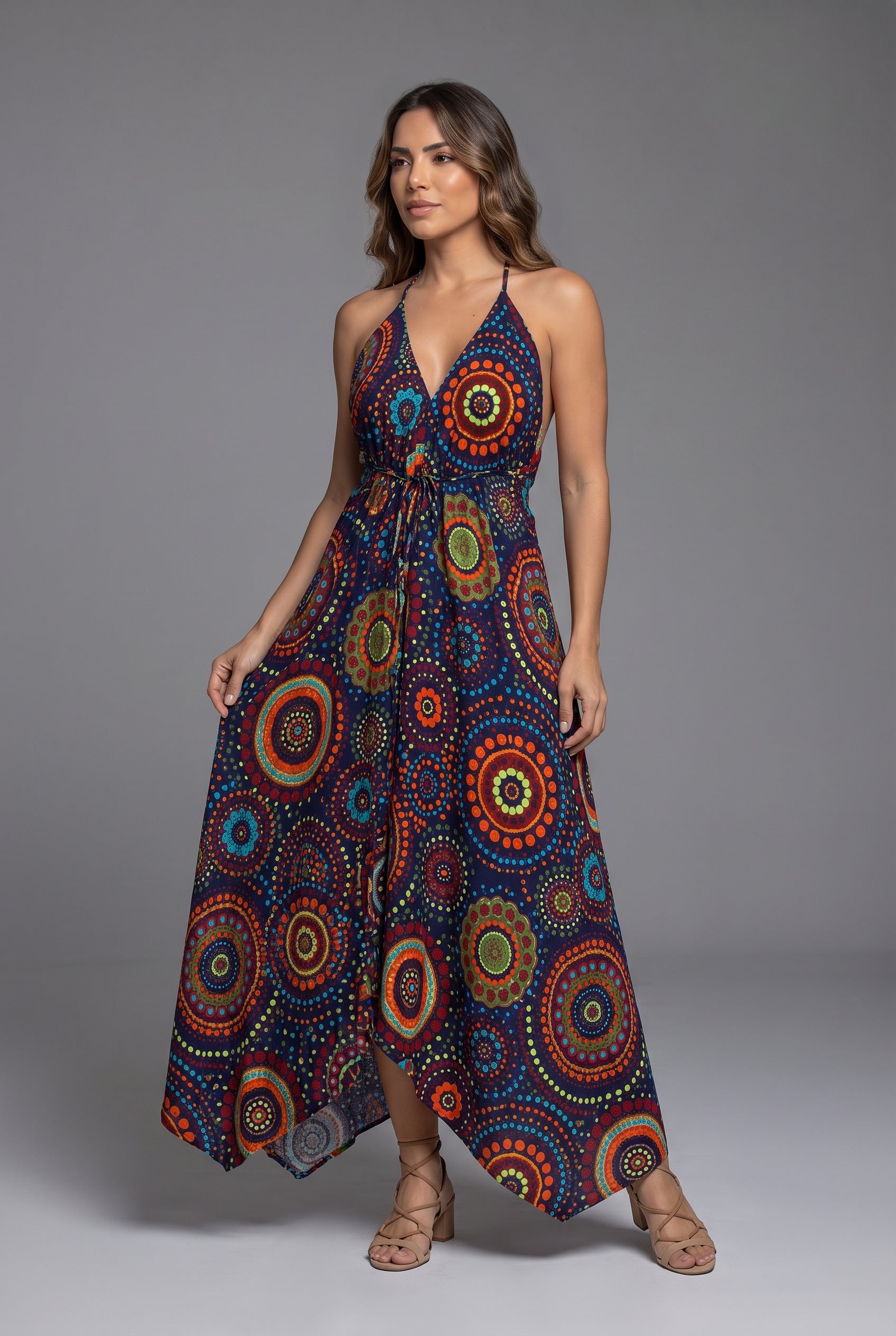 Vestido Boho Mandala Azul - Seleno Shop