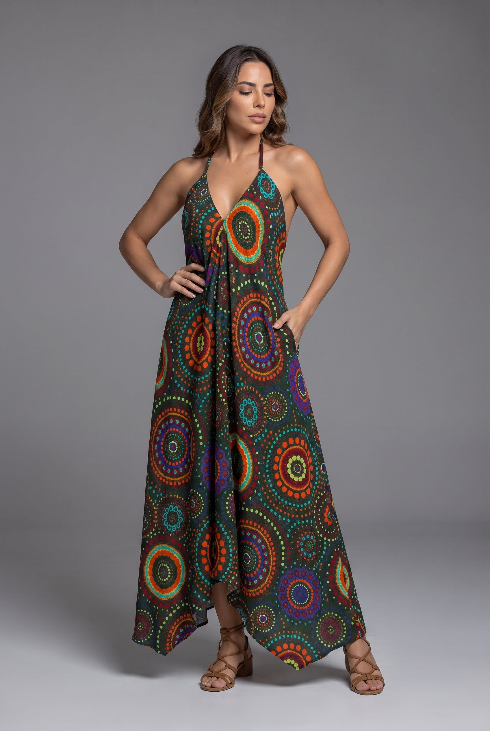 Vestido Boho Mandala Verde - Seleno Shop