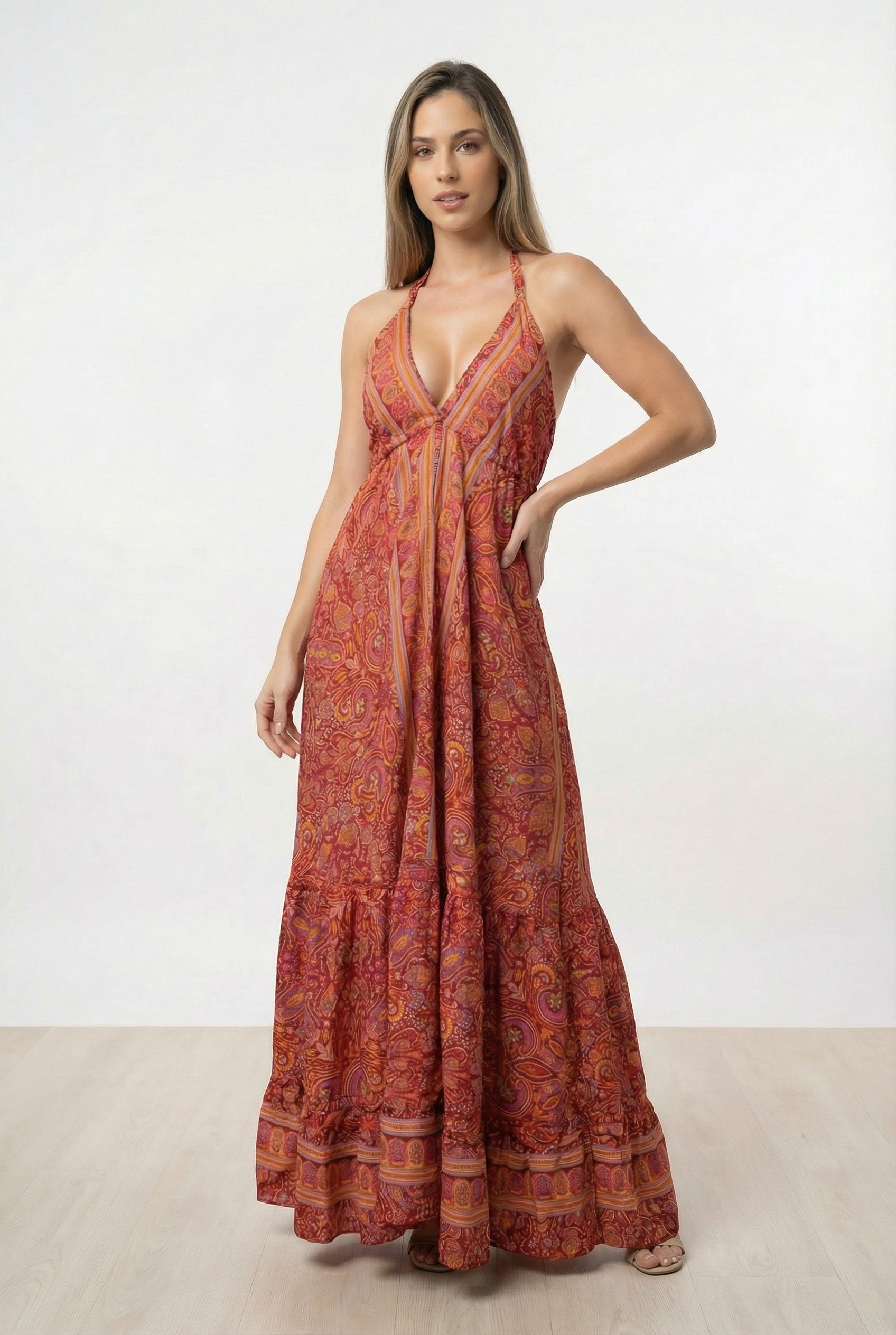 Vestido Boho Rojo Terracota - Seleno Shop